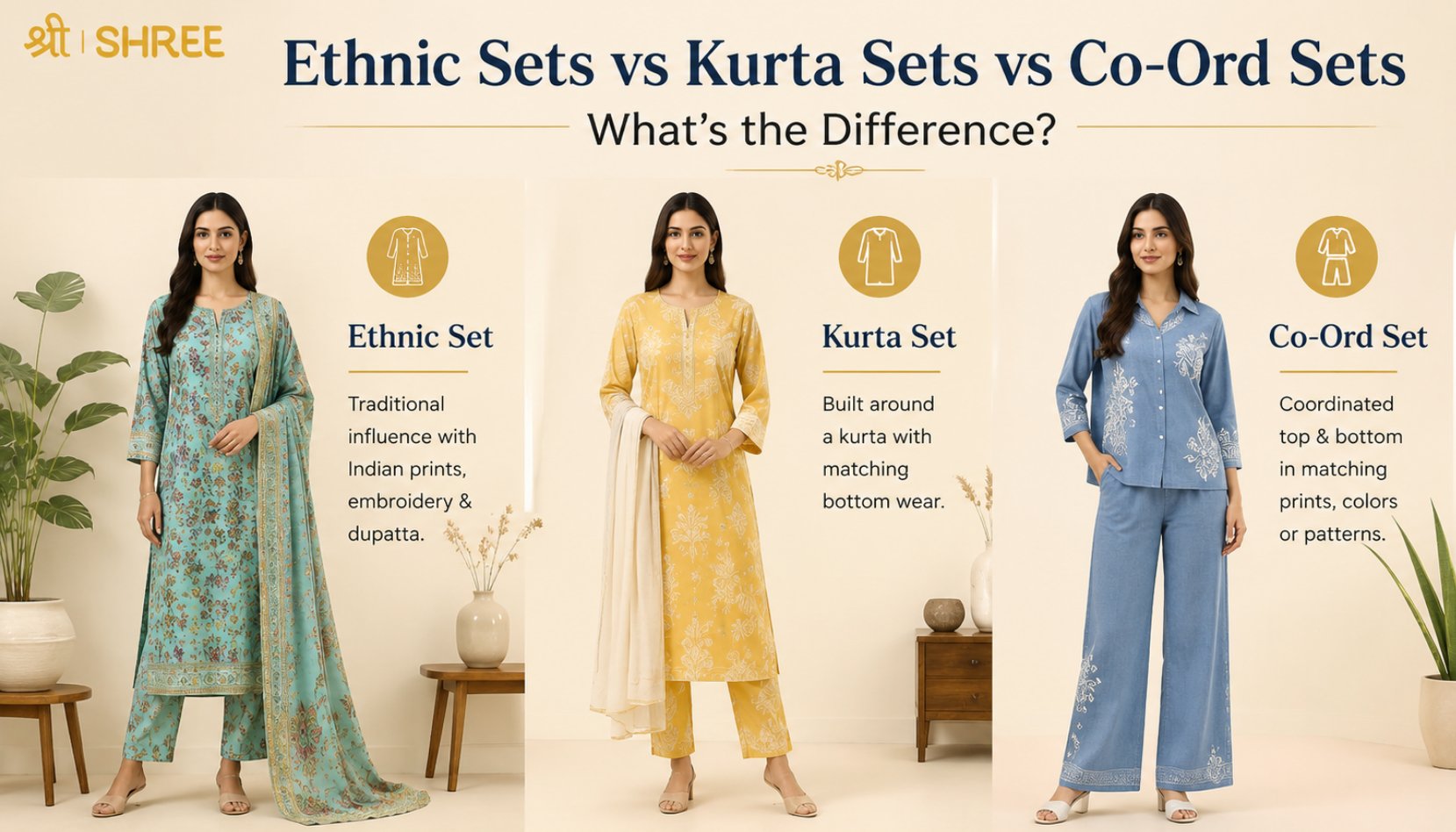 Ethnic Sets vs Kurta Sets vs Co-Ord Sets: What’s the Difference?