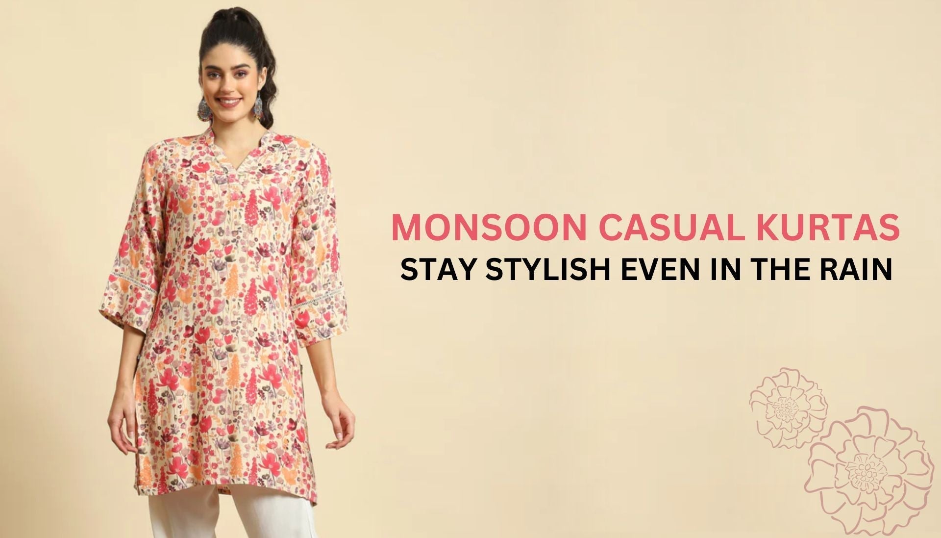 Monsoon Casual Kurtas: Stay Stylish Even In The Rain.