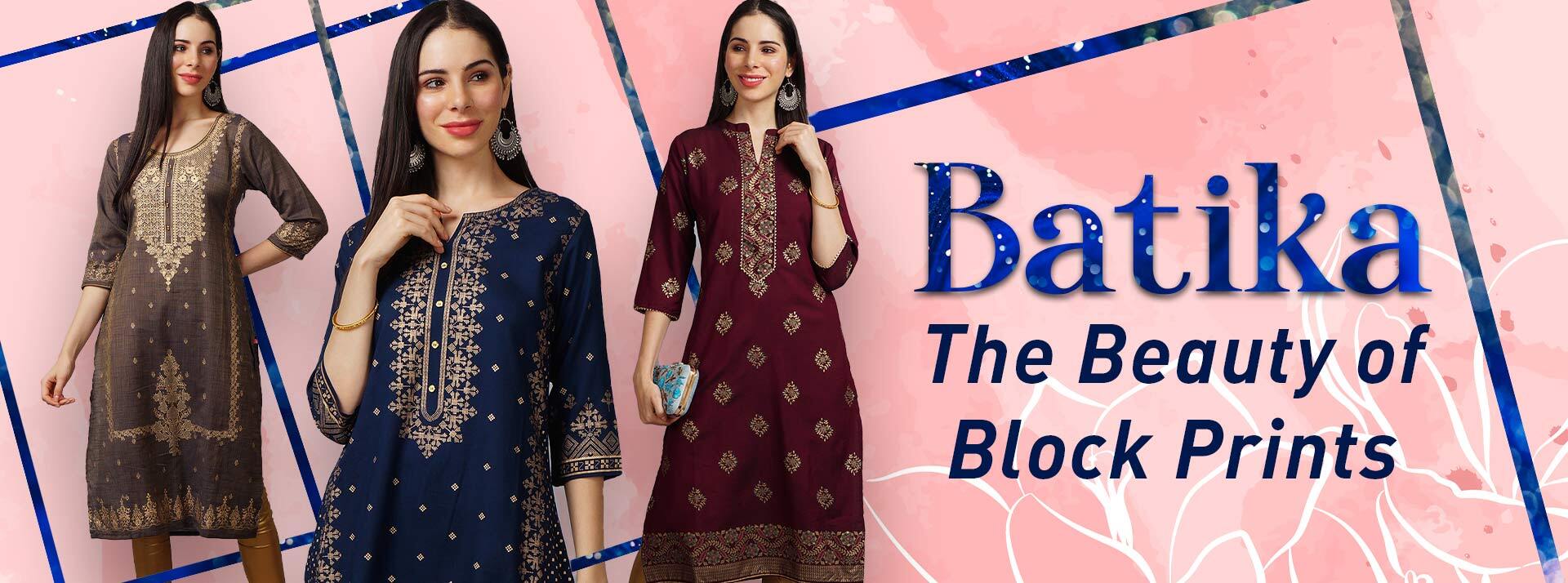 Batika – A Block Print Story, Shop Gold Print Kurtas.