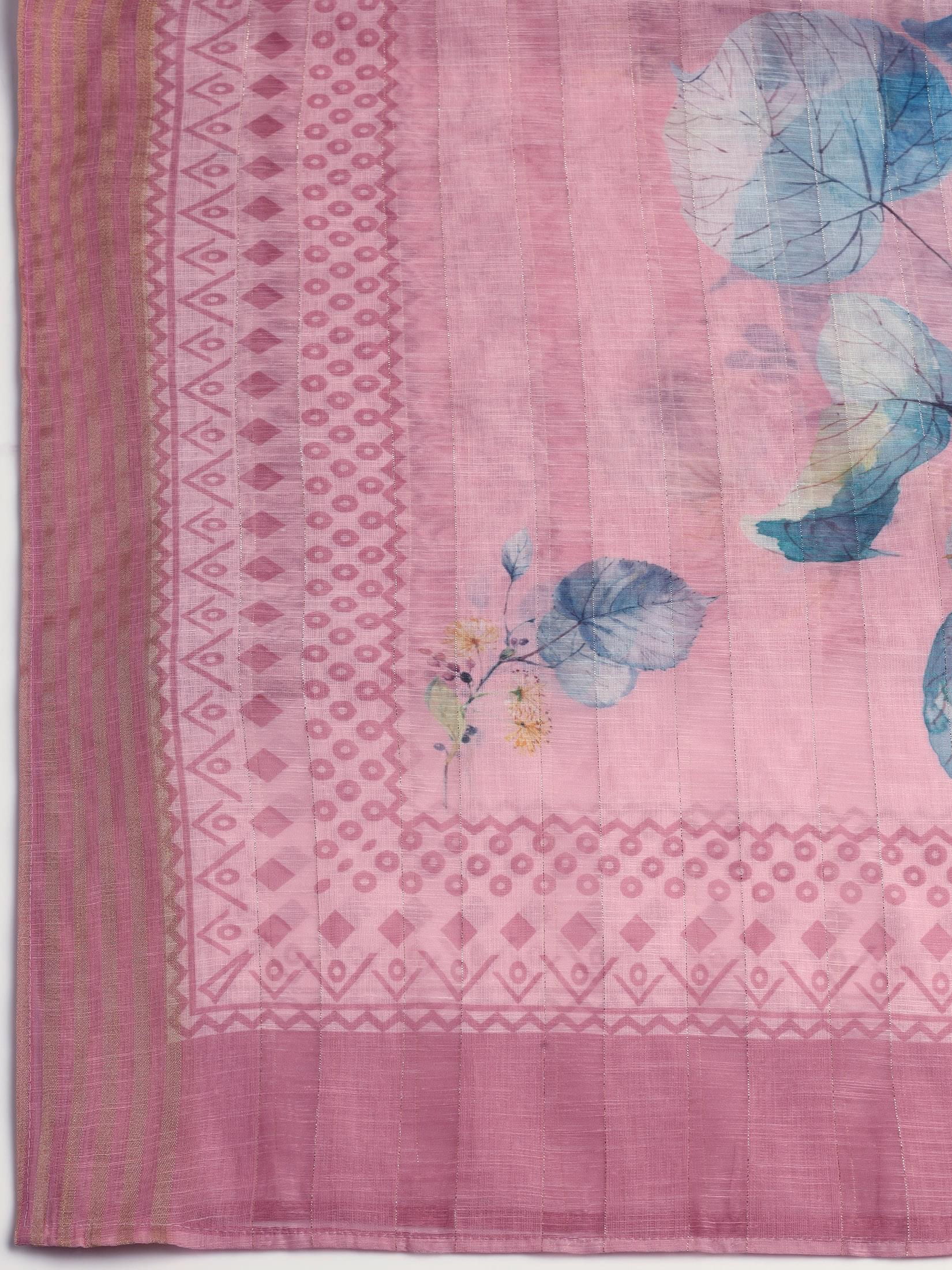 Women Viscose Pink Embroidered Kurta Trouser Pant Dupatta.