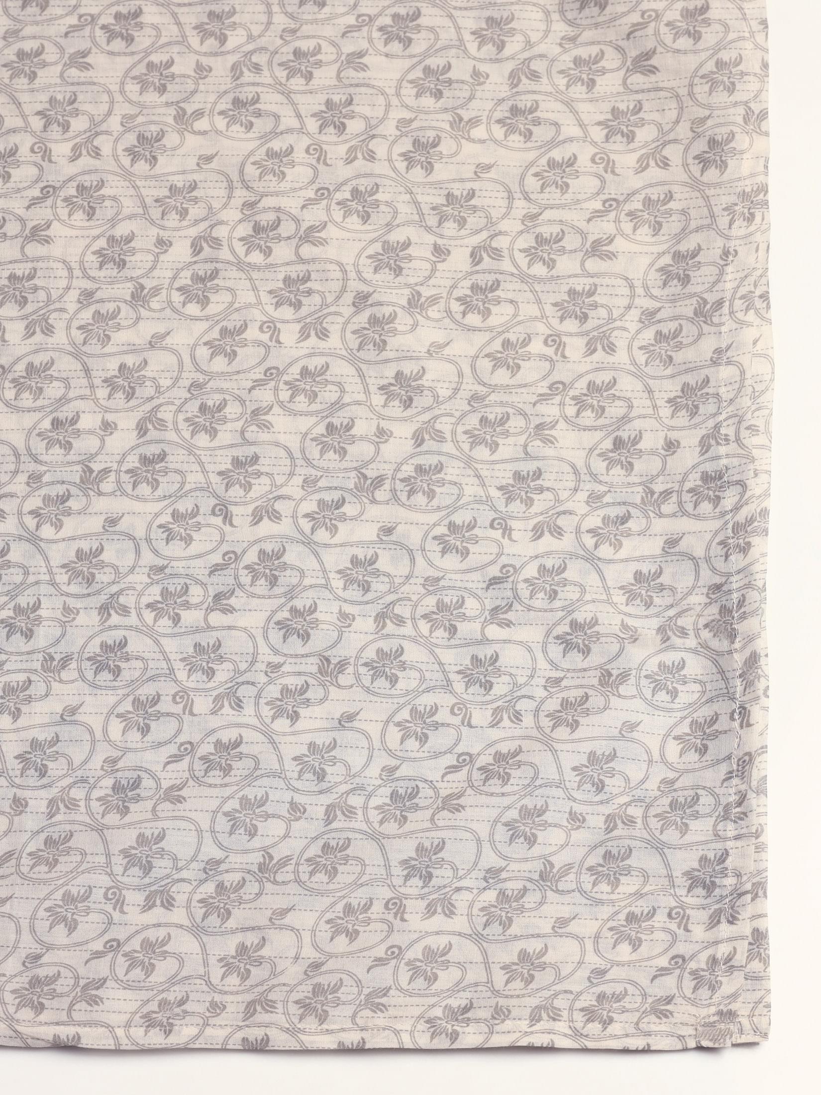 Women Cotton Flex Off White Printed Kurta Comfort Pant Dupatta.
