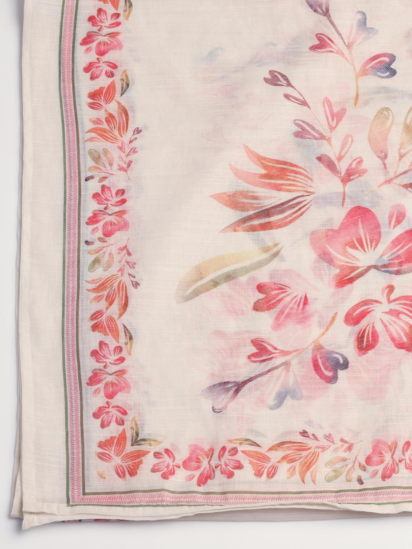 Women Poly Viscose Off White Embroidered Kurta Trouser Dupatta.
