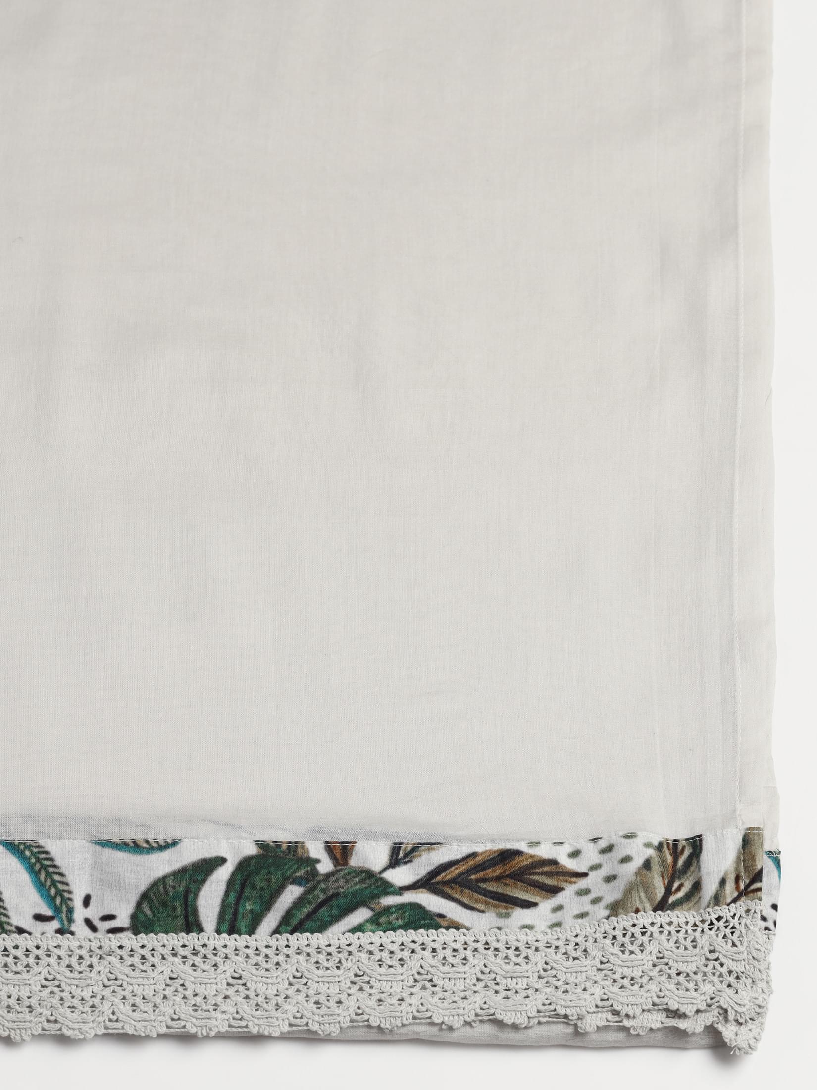 Women Cotton Green Printed Kurta Comfort Pant Dupatta.