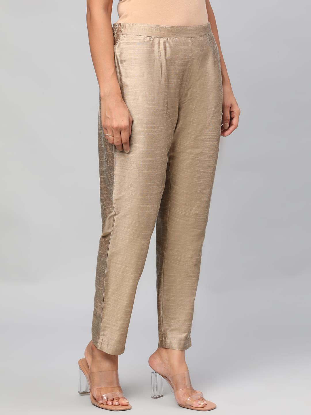 Women Beige Solid Trouser.