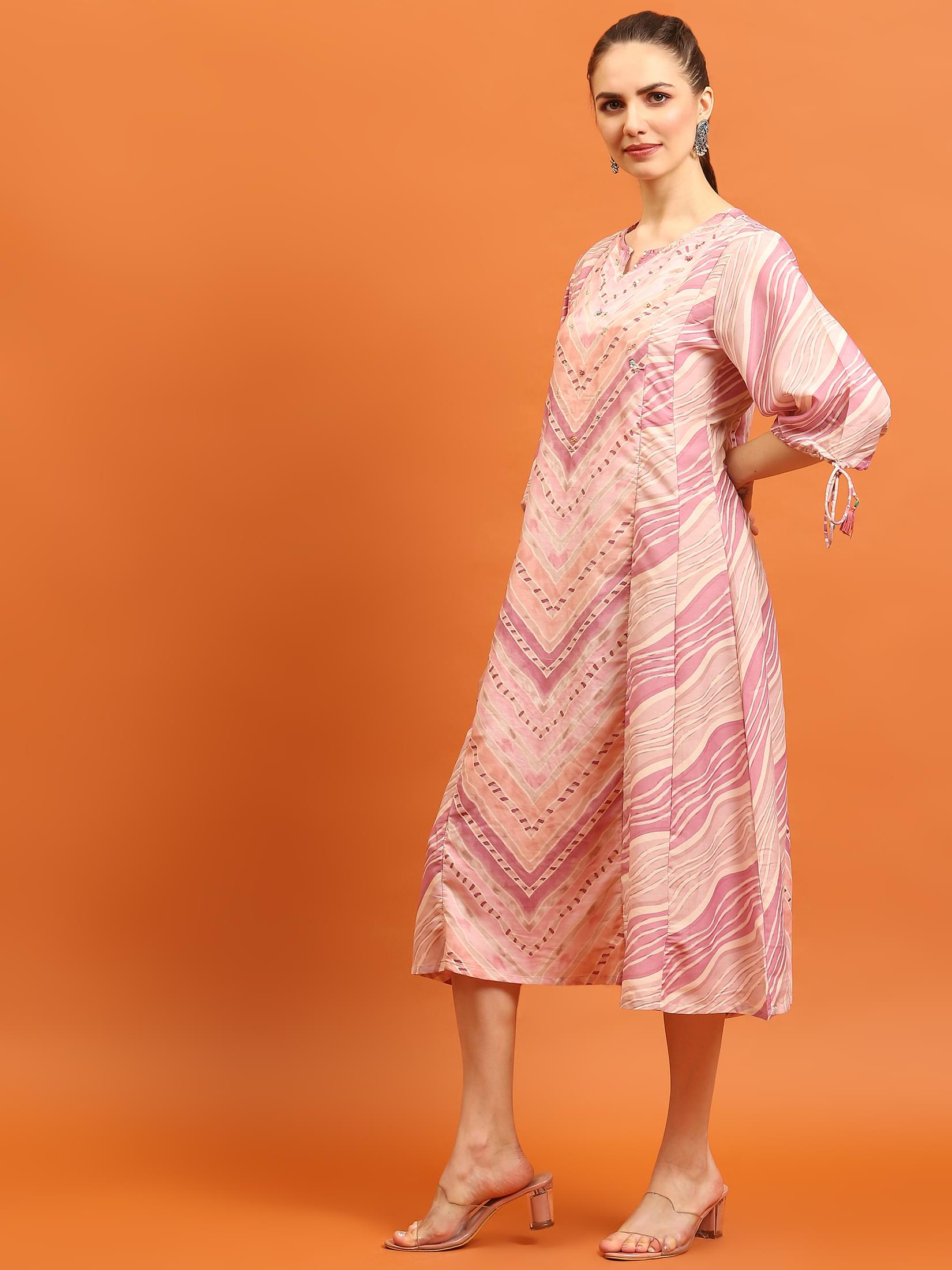 Women Purple Geometric Printed Dress.