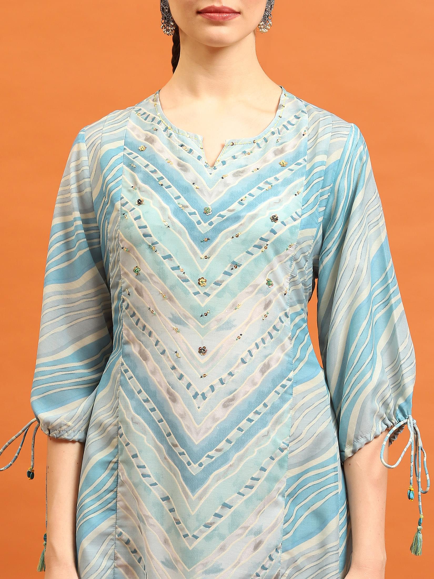 Women Blue Geometric Printed Dress.