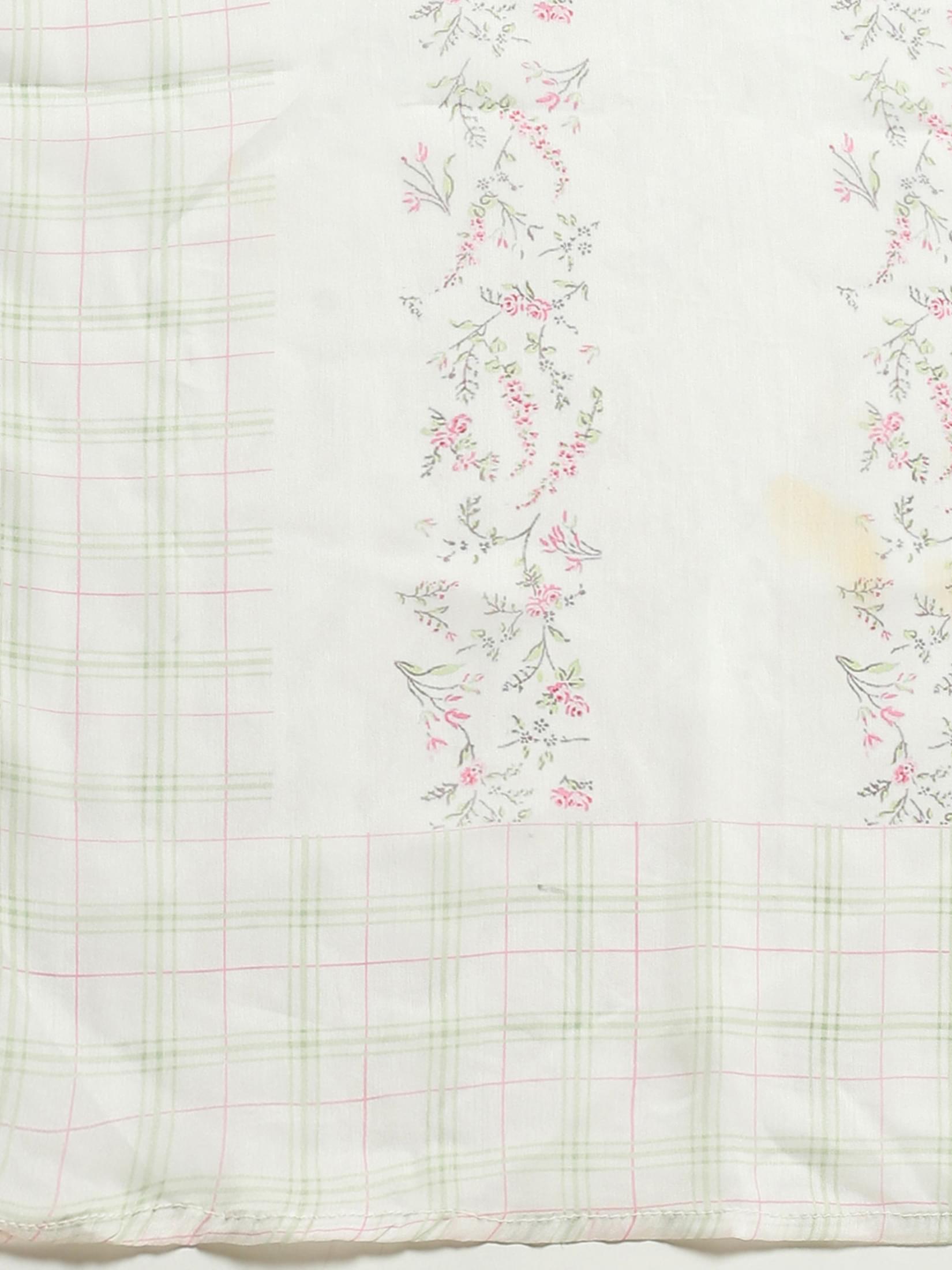 Women Liva Rayon White Floral Print Kurta Comfort Pant Dupatta.