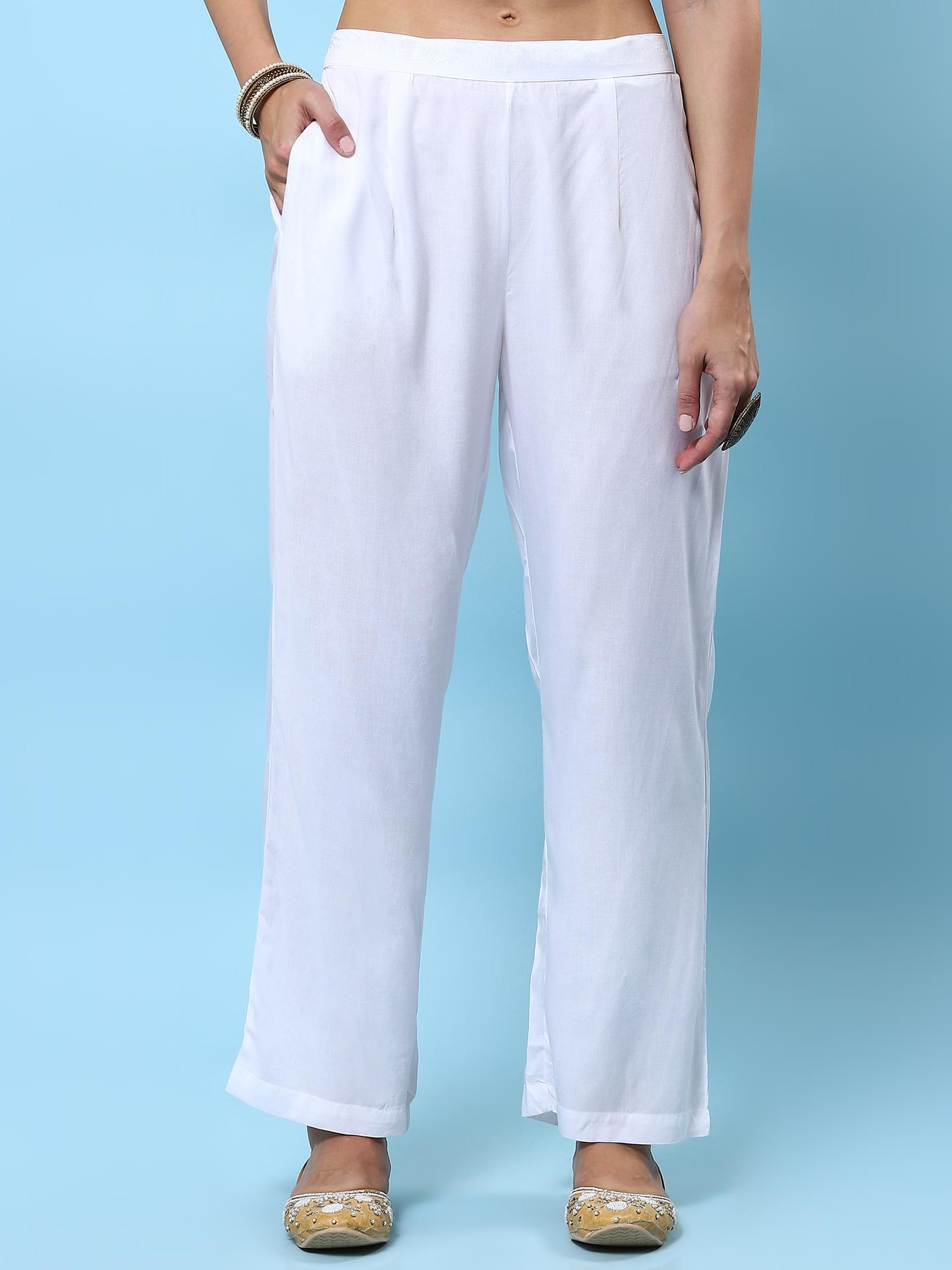 Women White Geometric Printed Kurta Comfort Pant Dupatta.
