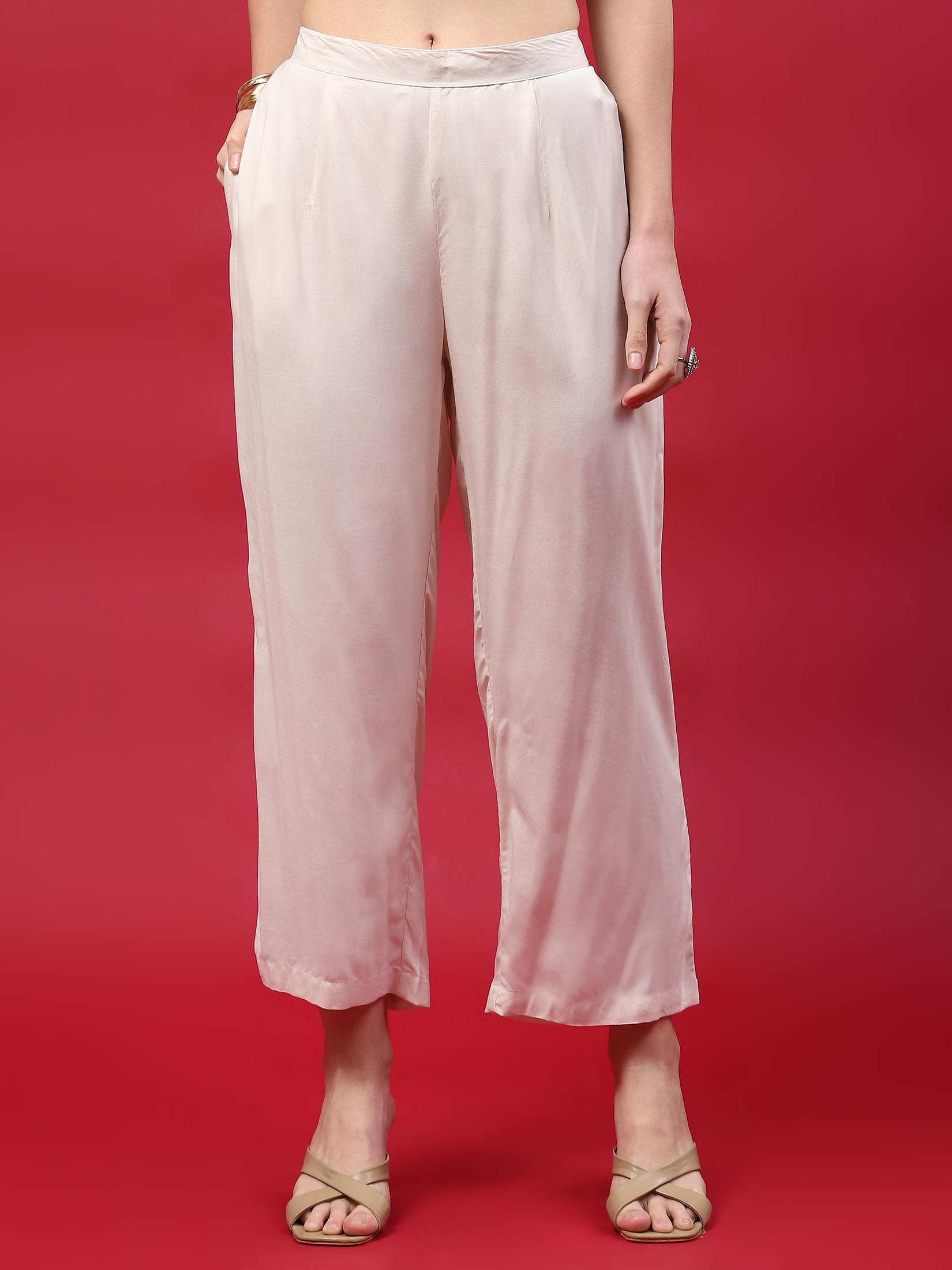 Women Off White Stripe Printed Kurta With Comfort Pant.
