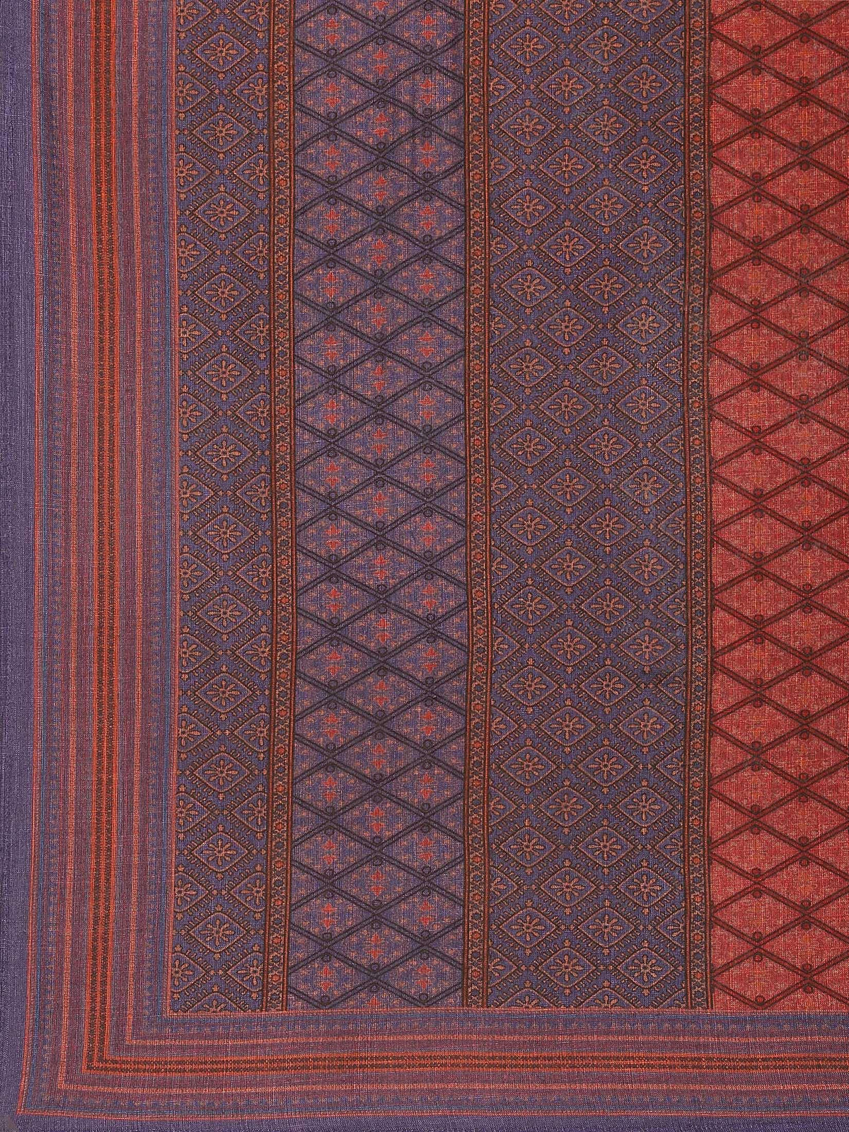 Women Maroon Aztec Print Kurta Trouser Dupatta.