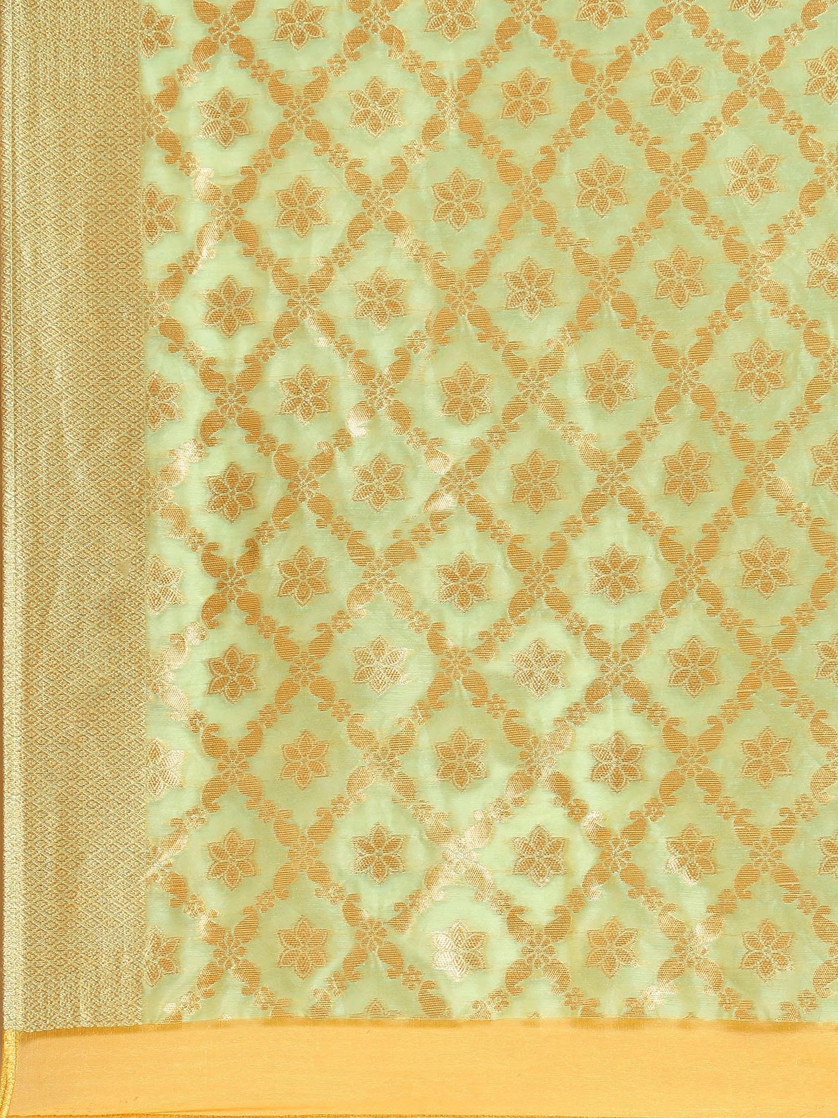 Women Mustard Embroidered Kurta Trouser Dupatta.