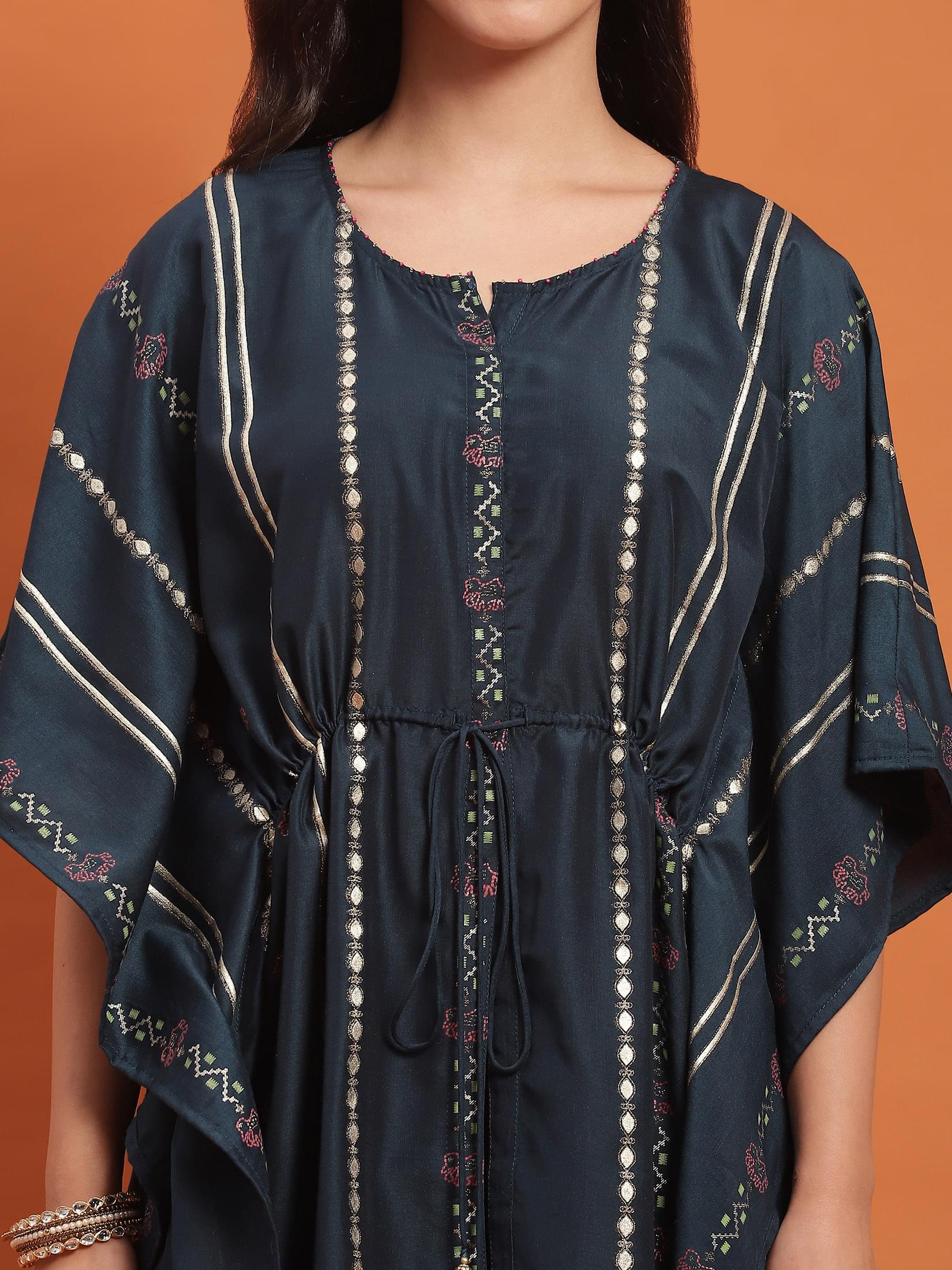 Women Blue Printed Co-Ord Set.