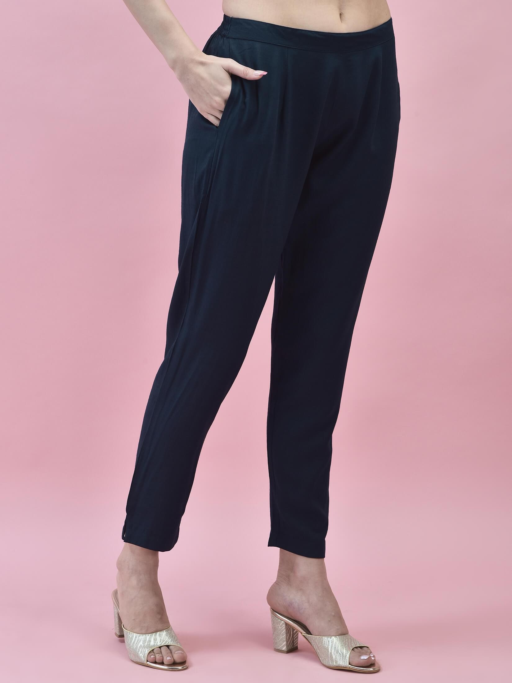 Women Poly Viscose Blue Printed Kurta With Trouser.