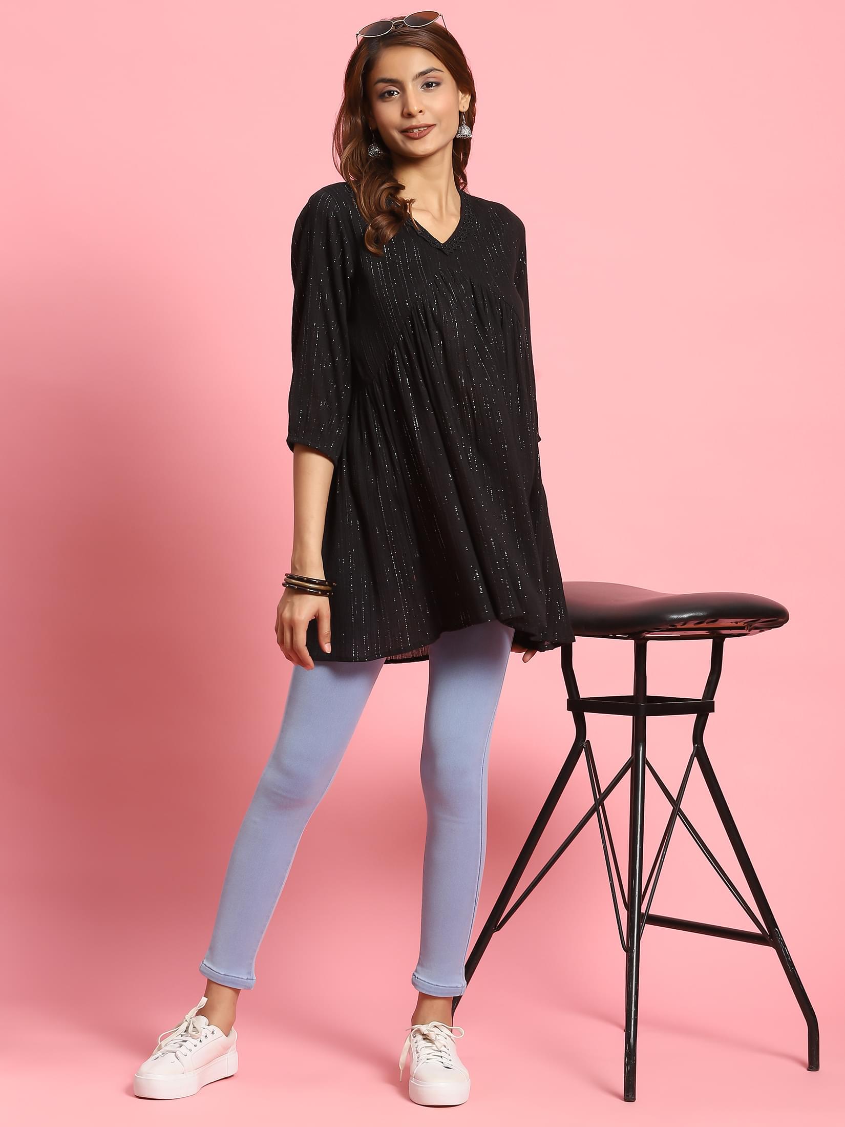 Women Black Solid Tunic.