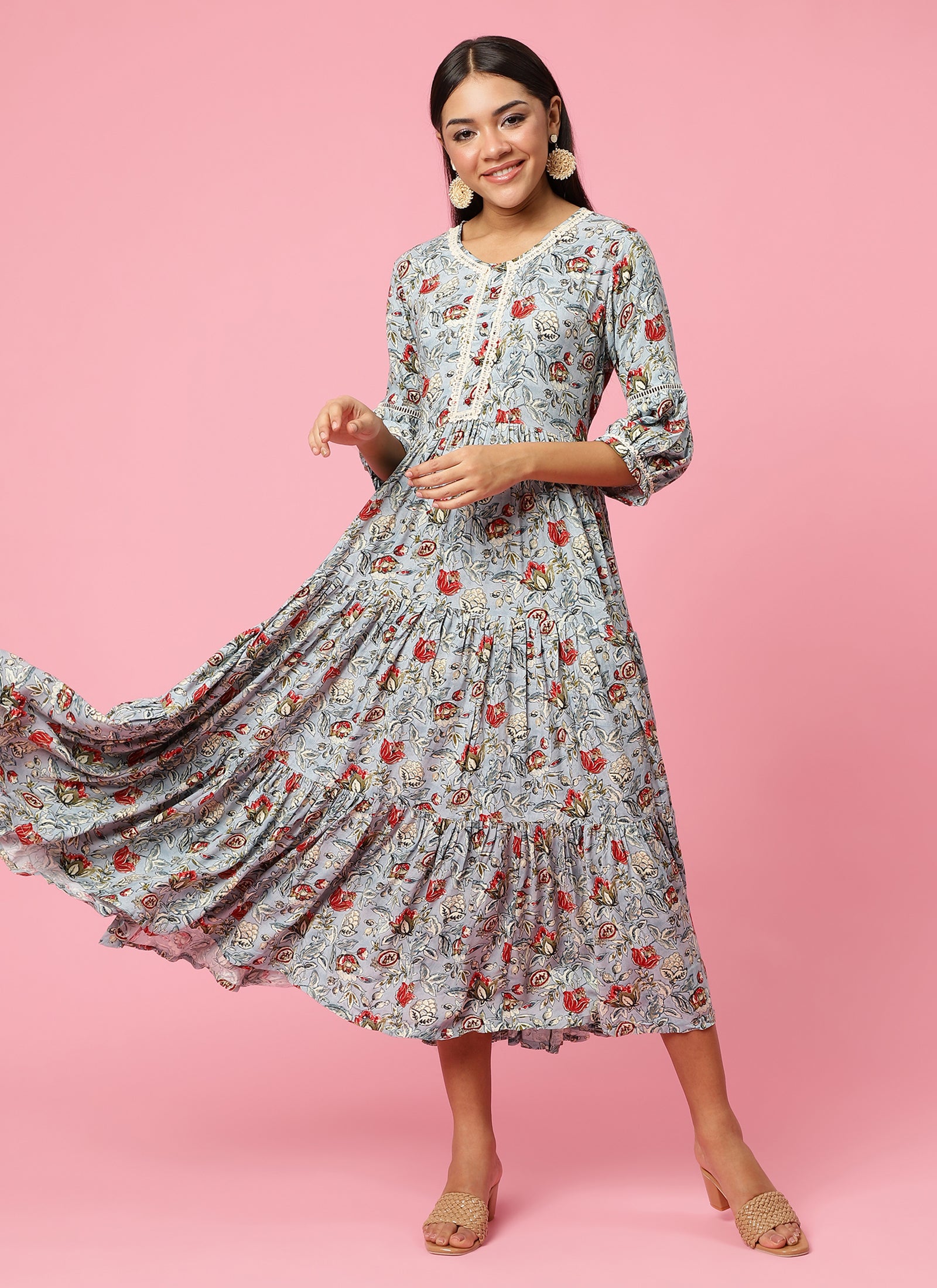 Lilac Floral Printed Dress, Buy Dresses for Women at SHREE Lilac Floral Printed Dress, Buy Dresses for Women at SHREE