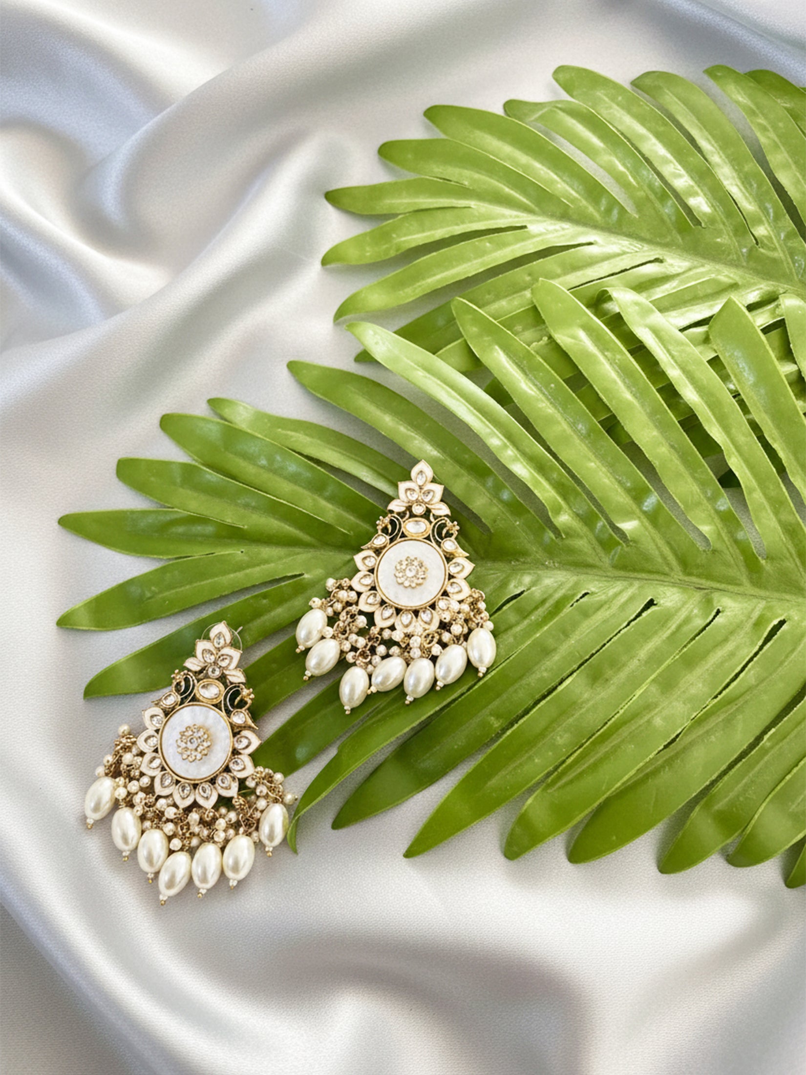 Elegant Floral Pearl Chandelier Earrings