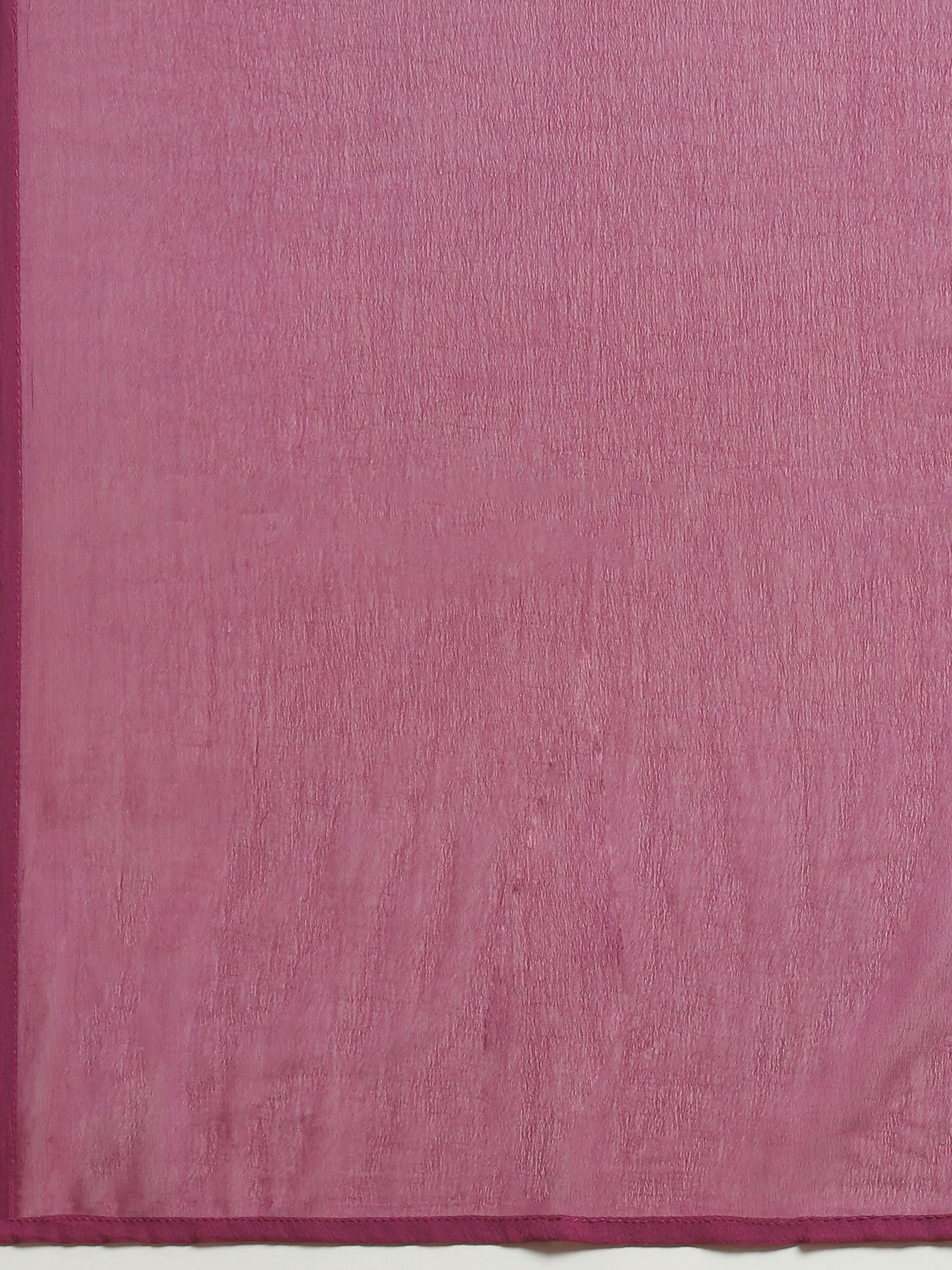 Women Chinon Purple Floral Print Kurta Sharara Dupatta.