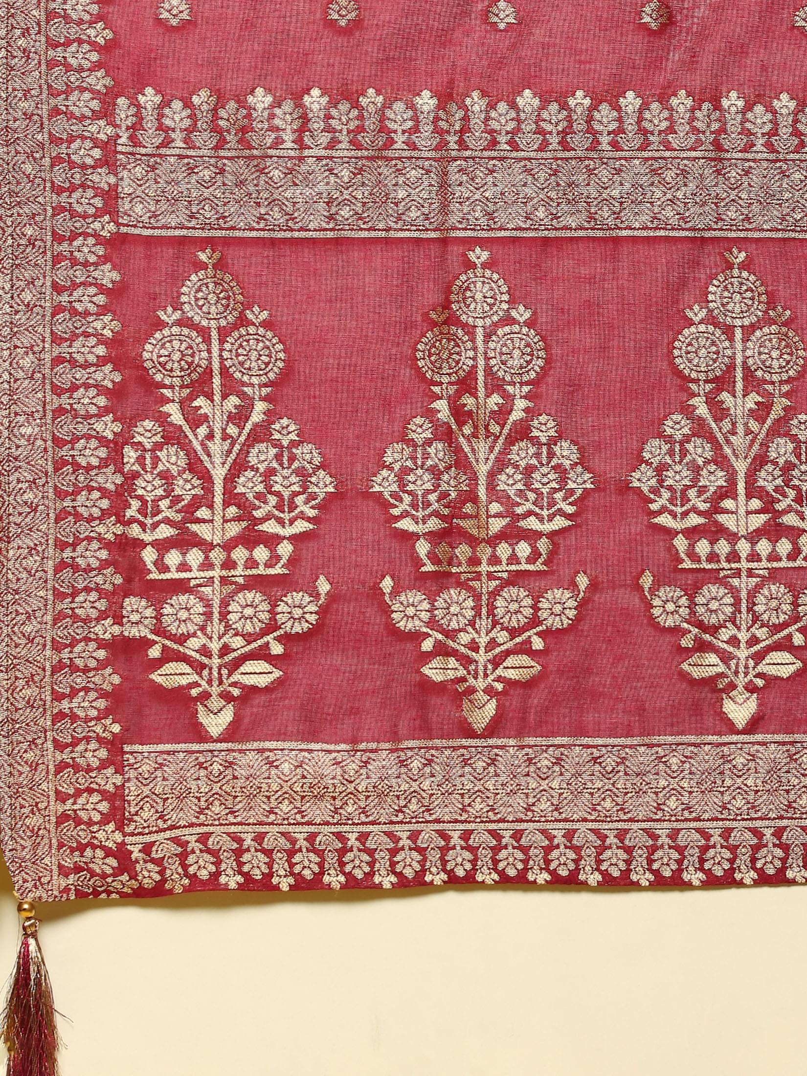 Women Poly Viscose Mustard Embroidered Kurta Comfort Pant Dupatta.