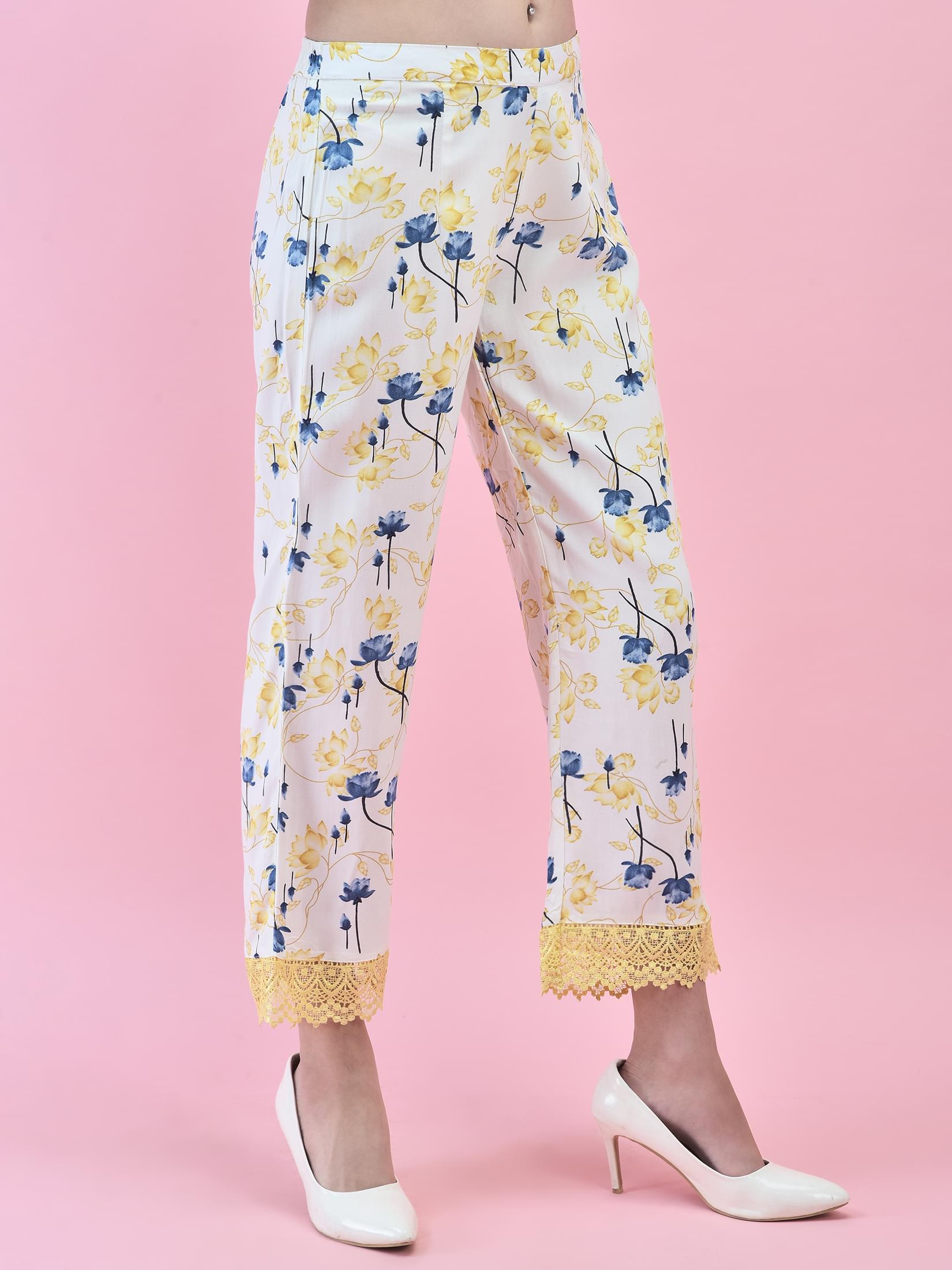 Women Liva (Rayon) White Floral Print Co-Ord Set.