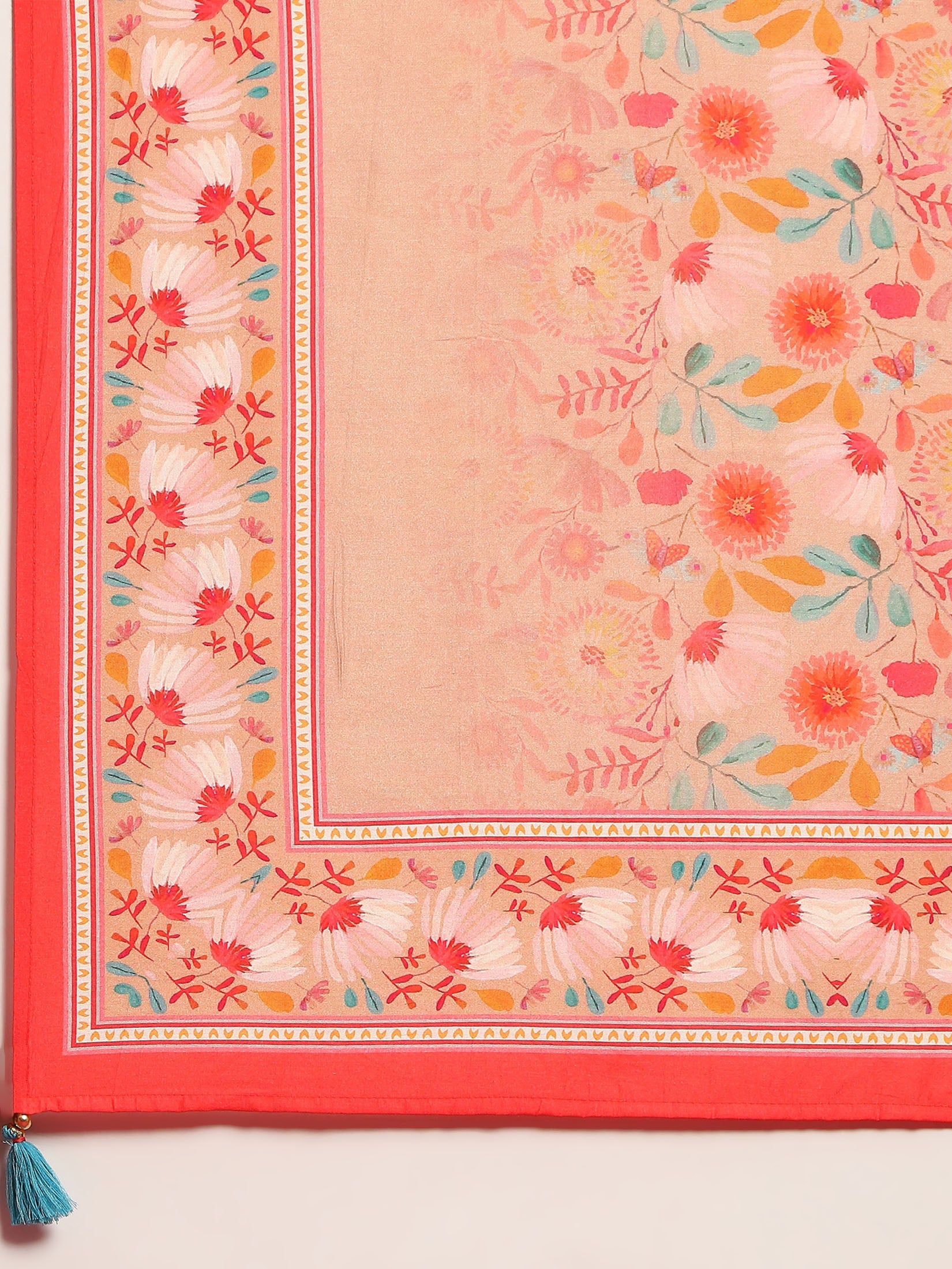 Women Liva Rayon Peach Embroidered Dress With Dupatta.