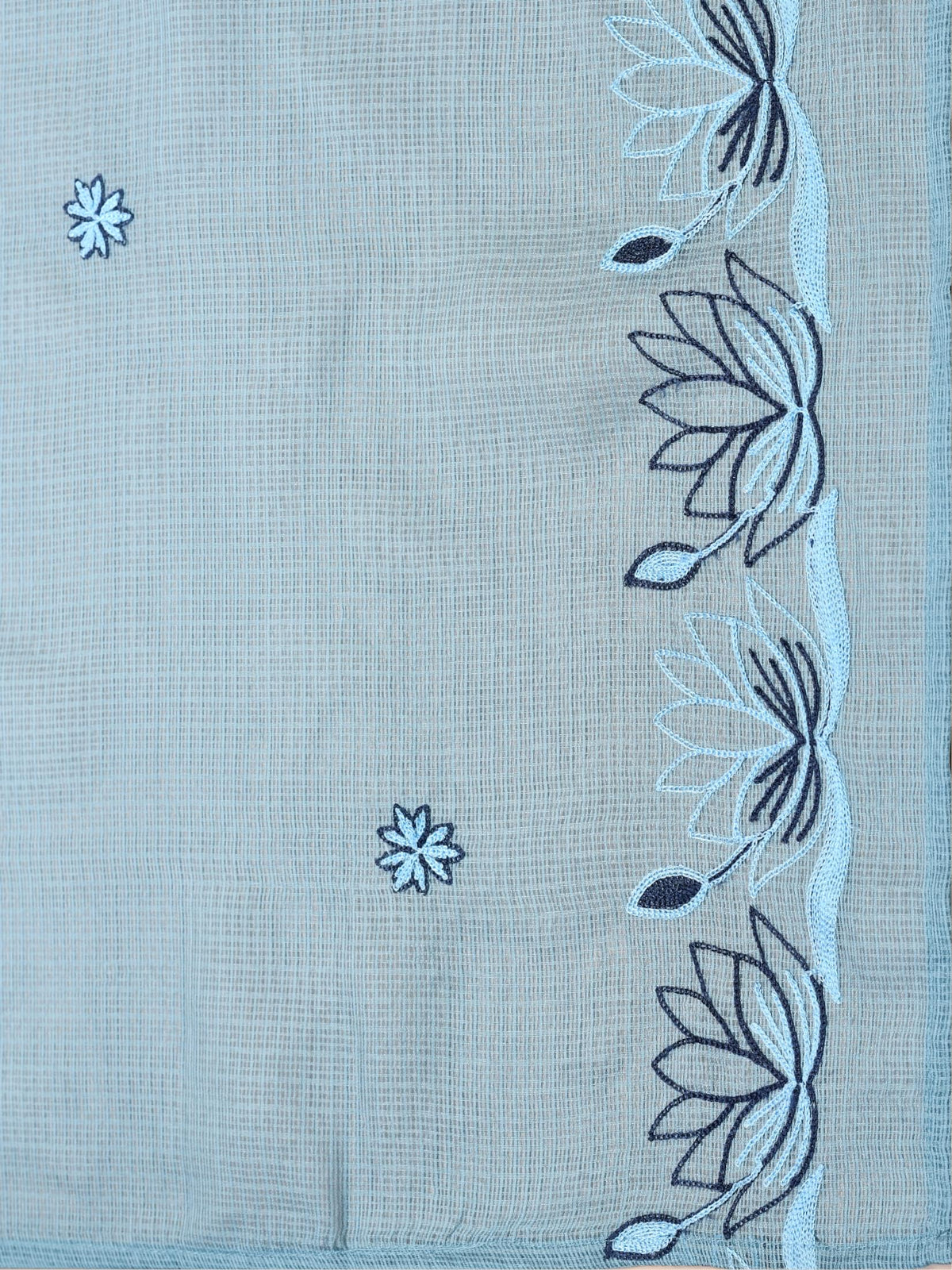 Women Viscose Navy Blue Embroidered Kurta Trouser Dupatta.