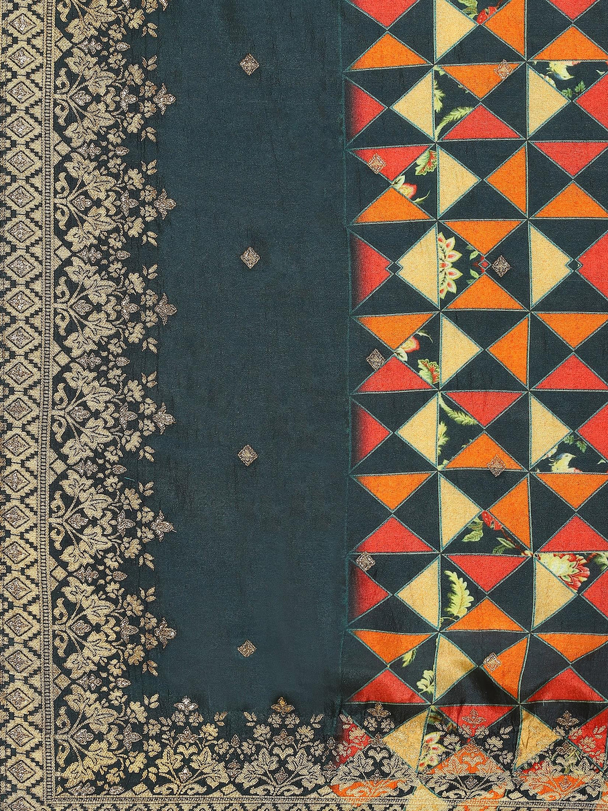 Women Poly Viscose Blue Embroidered Kurta Comfort Pant Dupatta.
