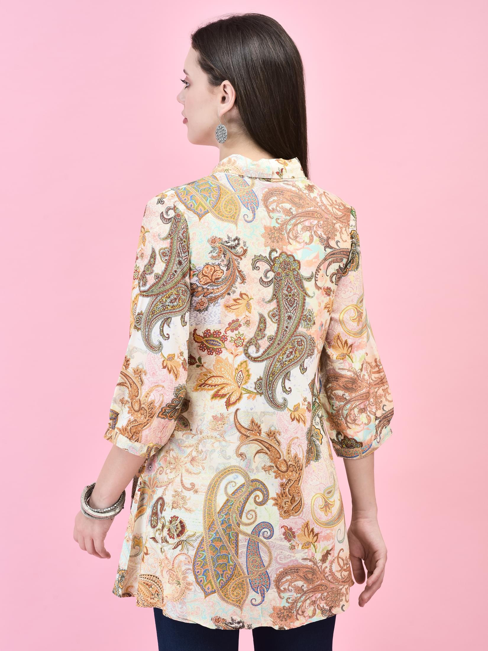 Women Liva (Rayon) Multicolor Paisley Print Tunic.