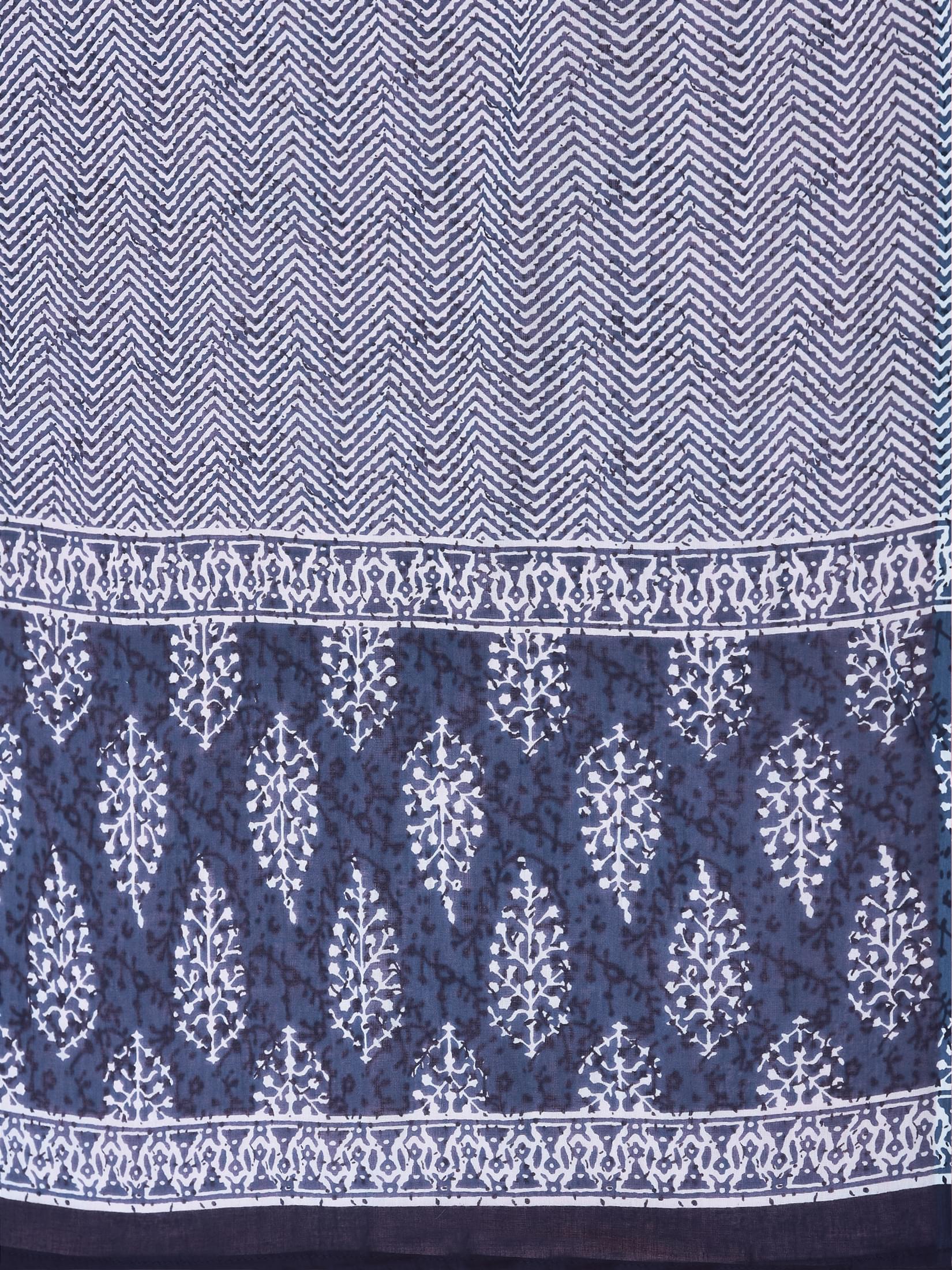 Women Liva (Rayon) Indigo Floral Print Kurta Comfort Pant Dupatta.