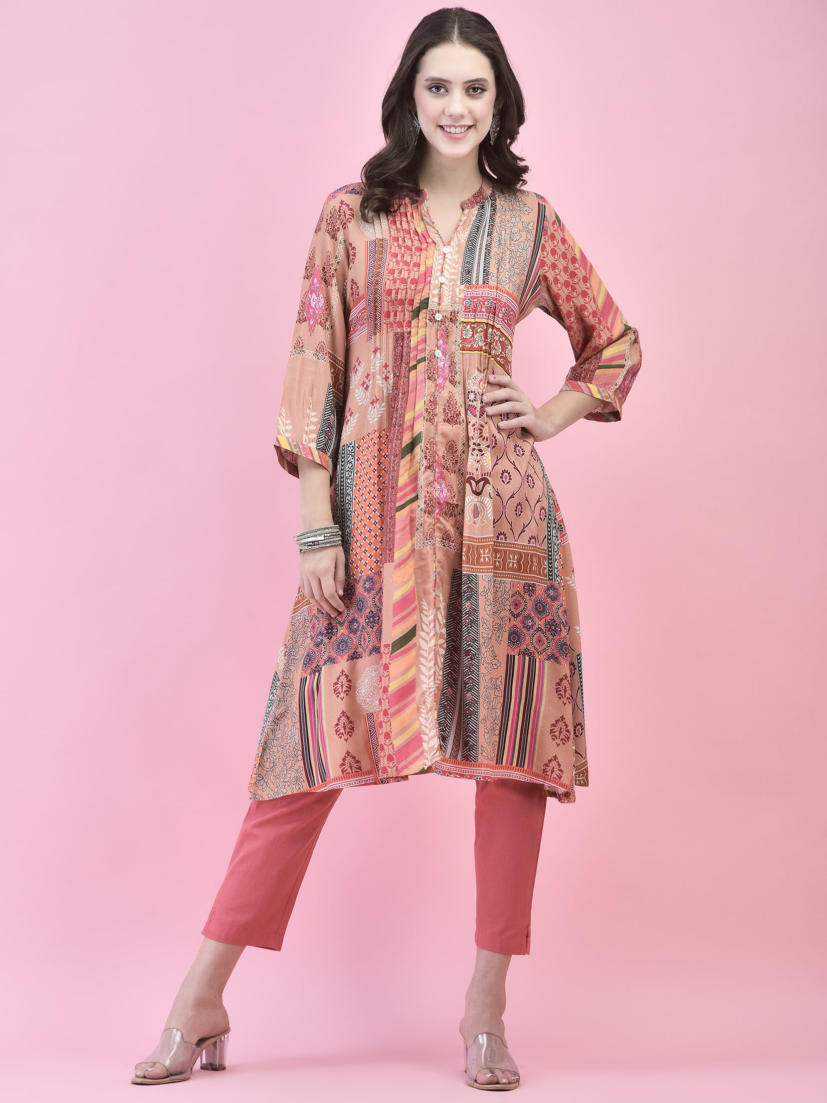 Women Liva Rayon Multicolor Floral Print Kurta