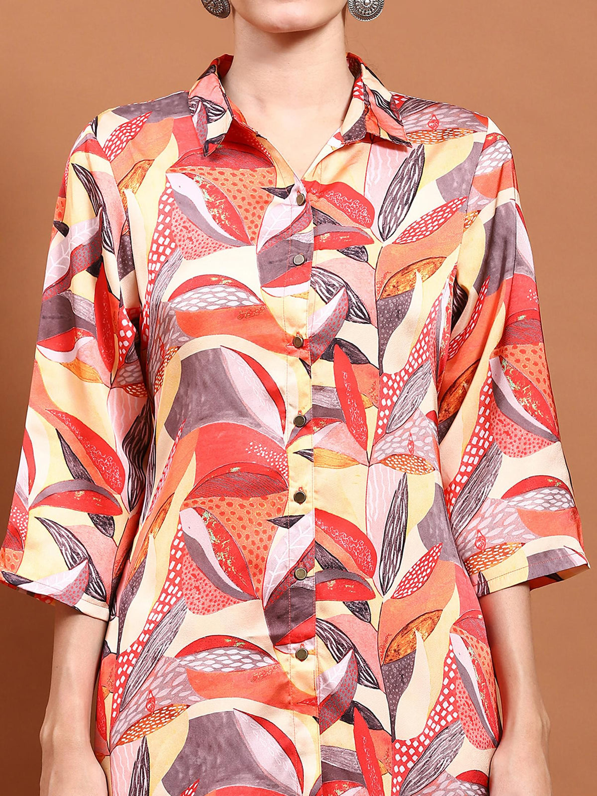 Women Multicolor Tropical Print Co-Ord Set.