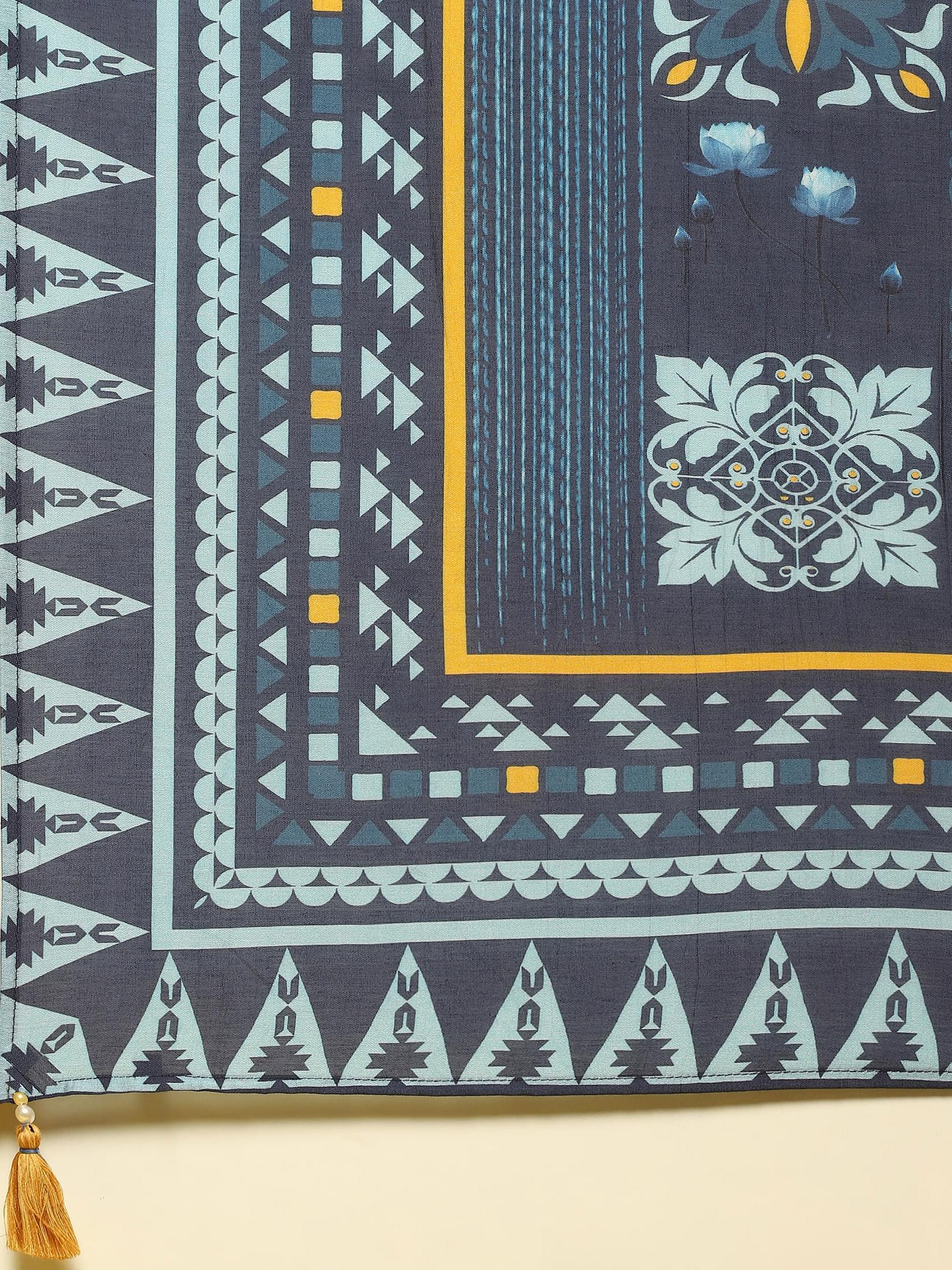 Women Indigo Blue Liva Rayon Kurta Comfort Pant Dupatta.