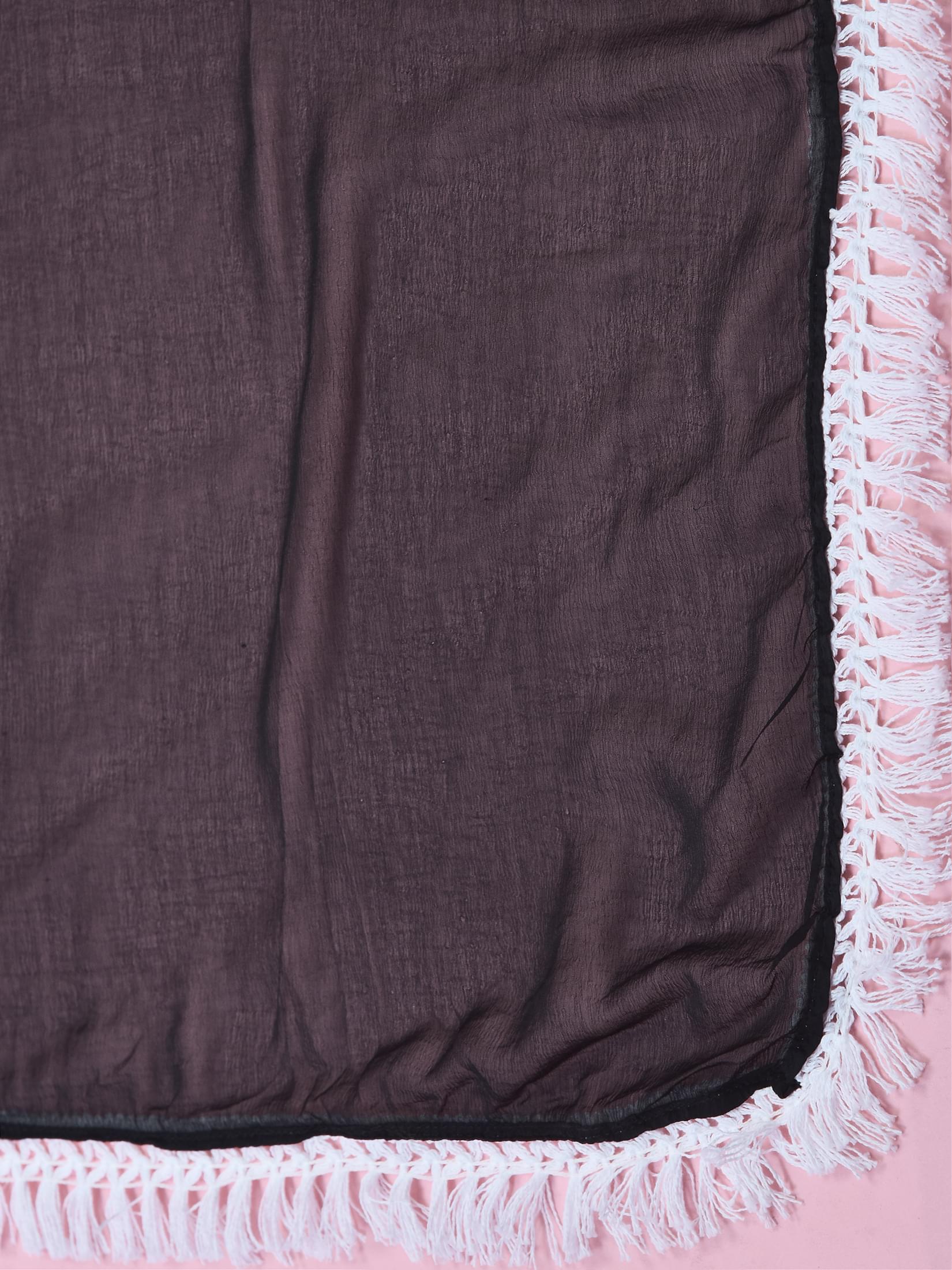 Women Black Liva Rayon Kurta Comfort Pant Dupatta.