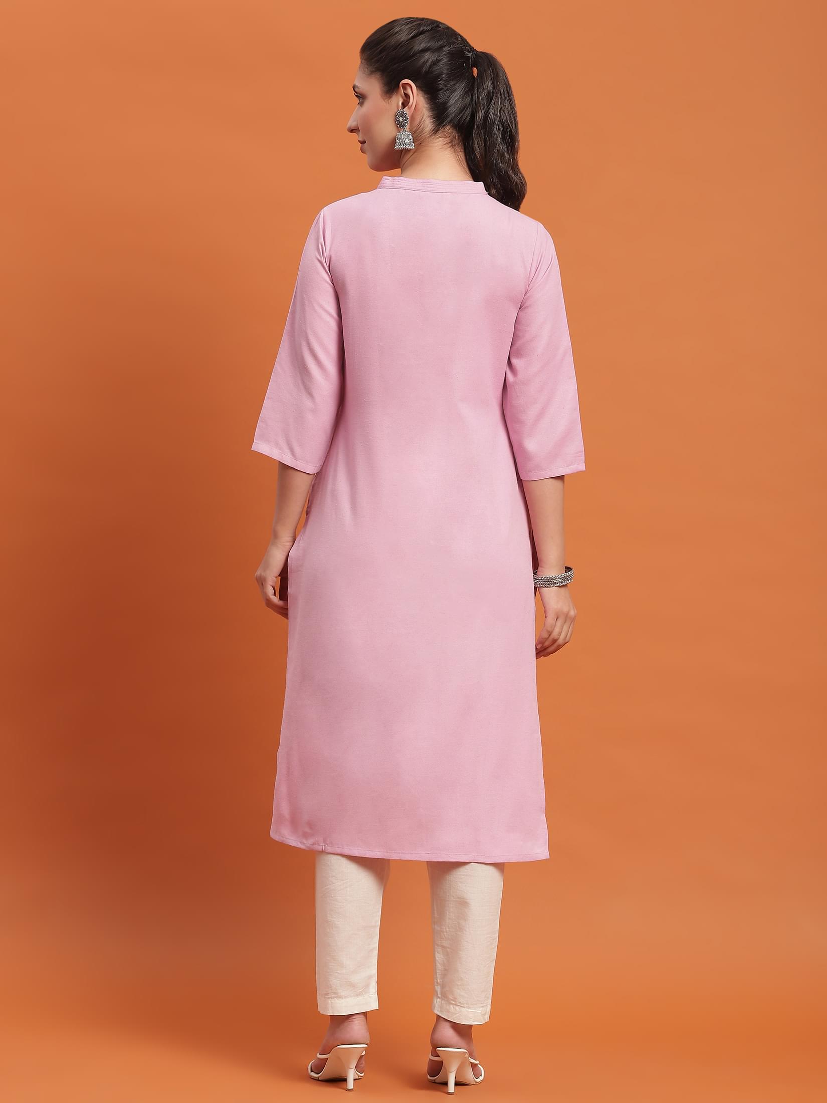 Women Lilac Solid Kurta.