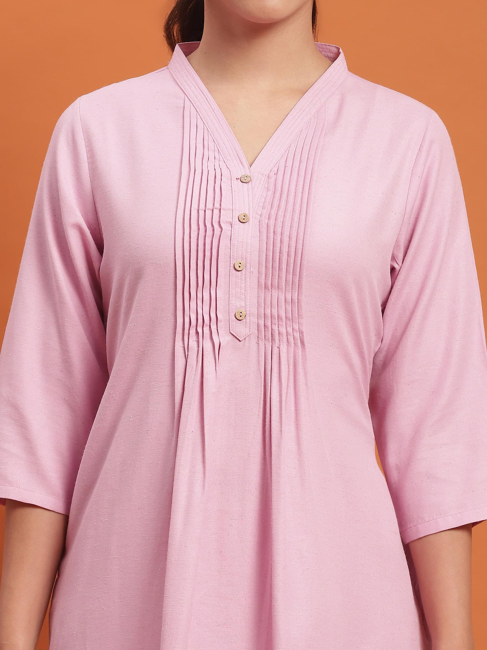 Women Lilac Solid Kurta.