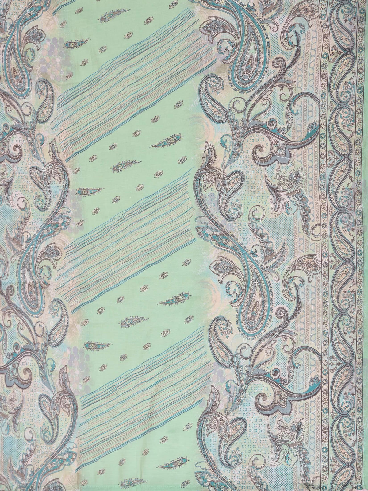 Women Poly Viscose Teal Paisley Kurta Comfort Pant Dupatta.