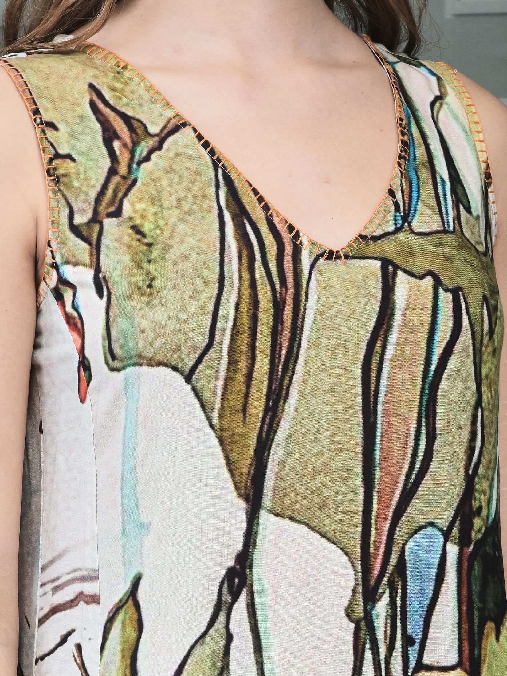 Women Liva (Rayon) Multicolor Printed Dress.