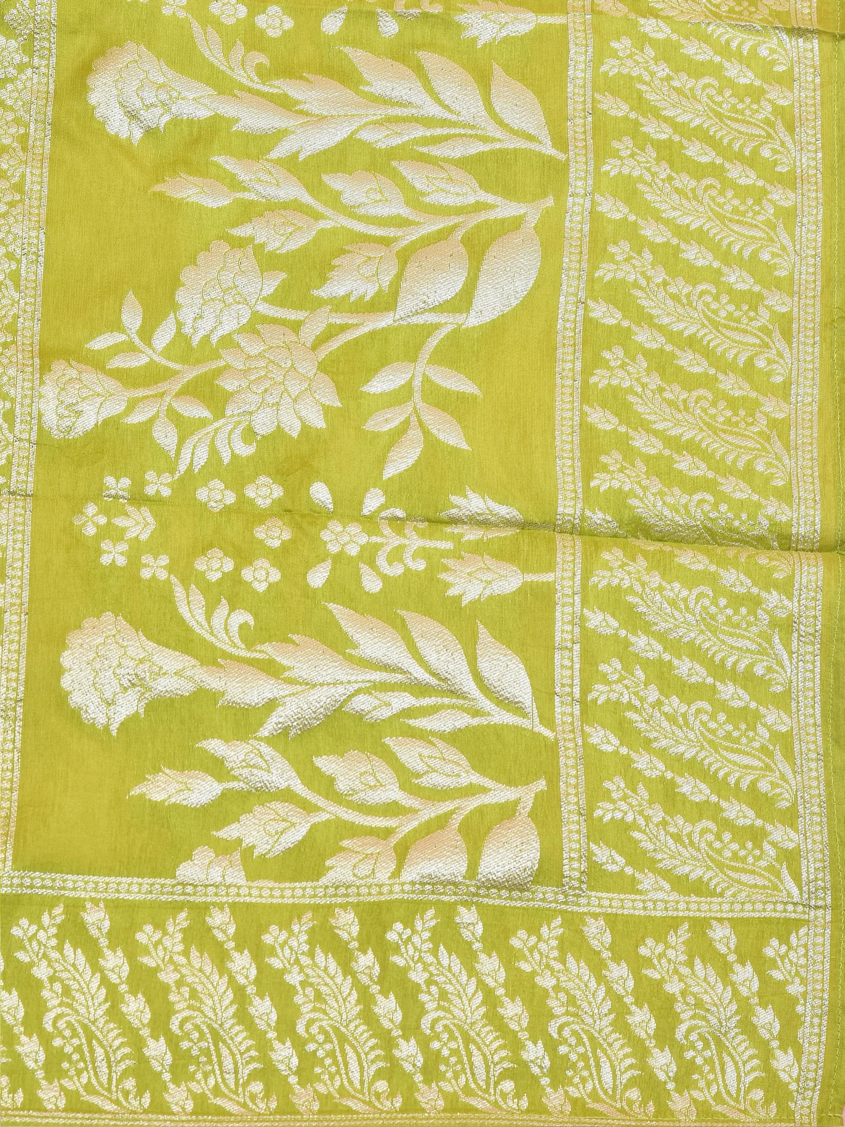 Women Dola Jacquard Lemon Yellow Kurta Sharara Dupatta.