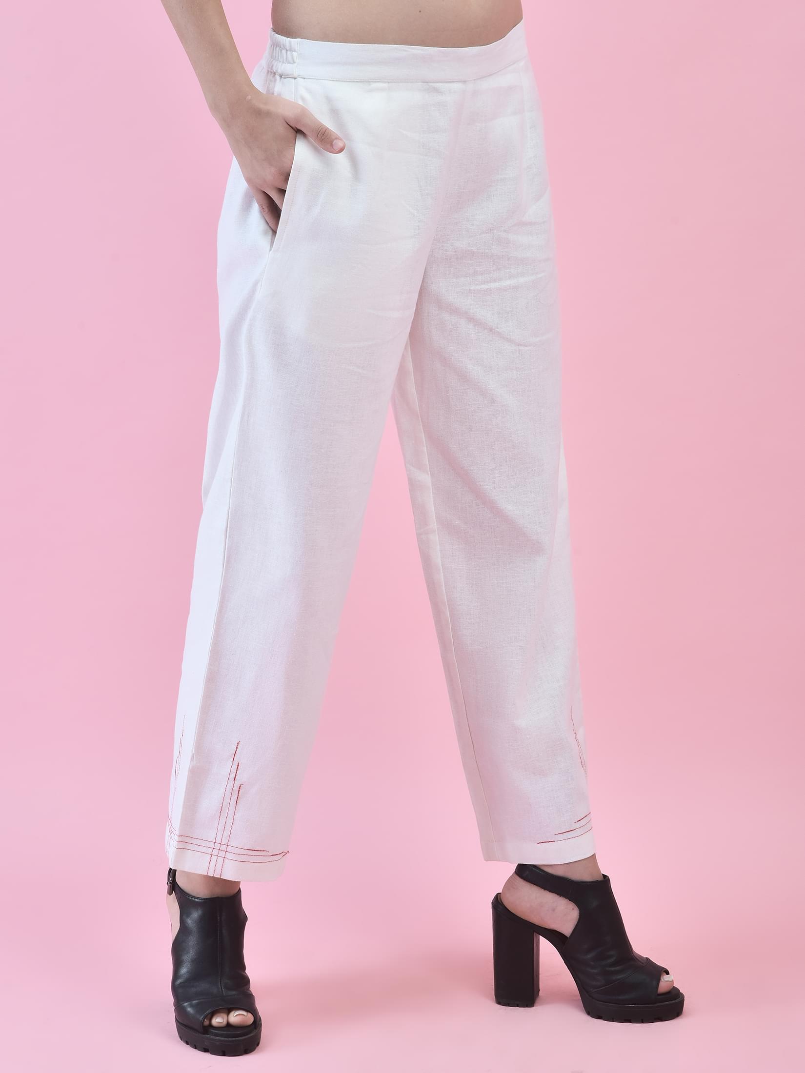 Women Cotton Off White Solid Co-Ord Set.