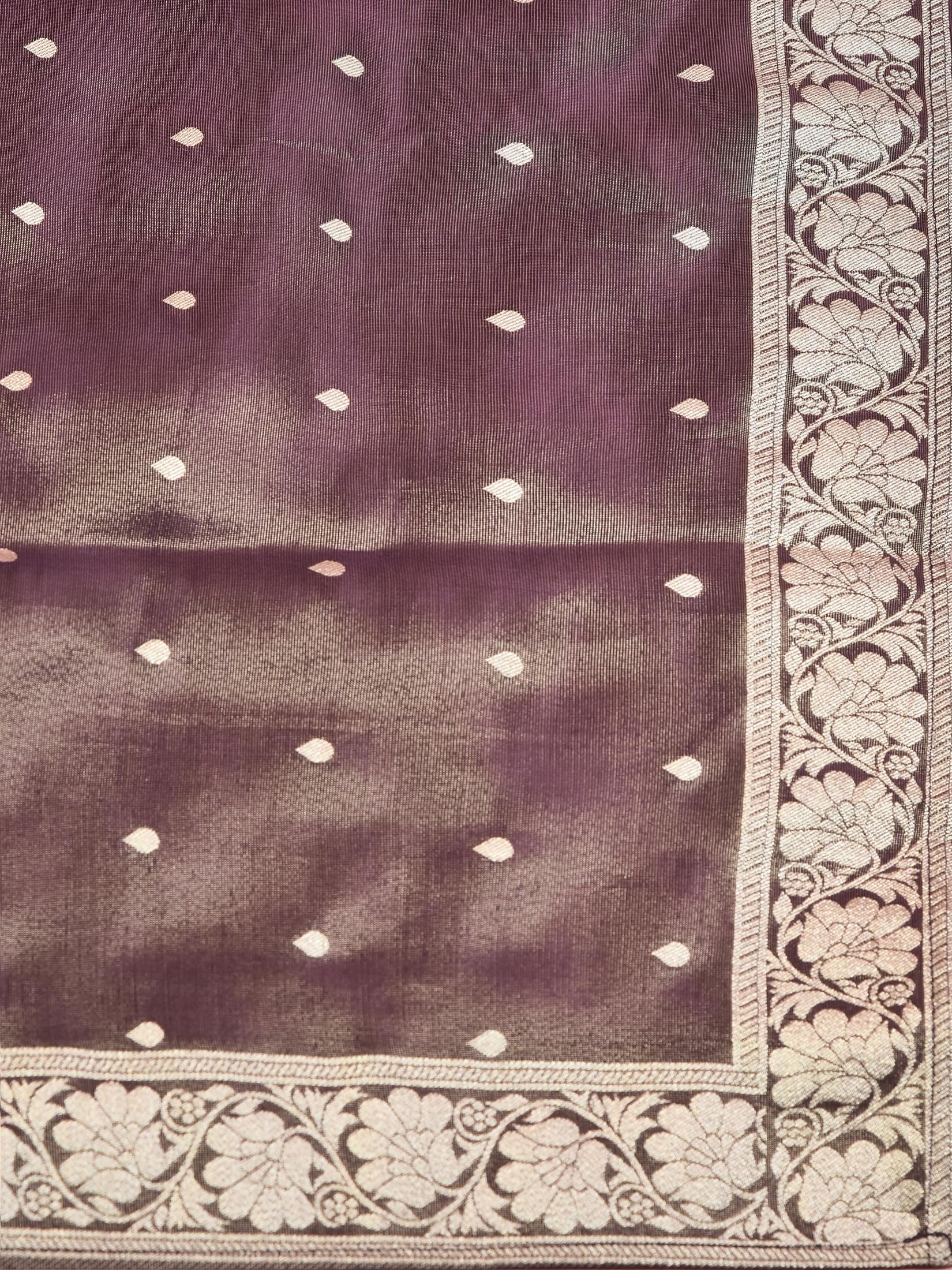 Women Silk Purple Woven Jacquard Kurta Comfort Pant Dupatta.
