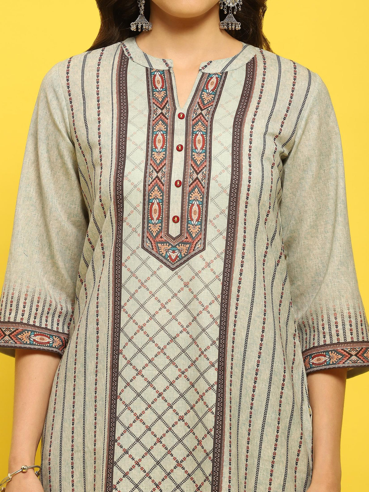 Women Liva Green Printed Kurta Comfort Pant Dupatta.