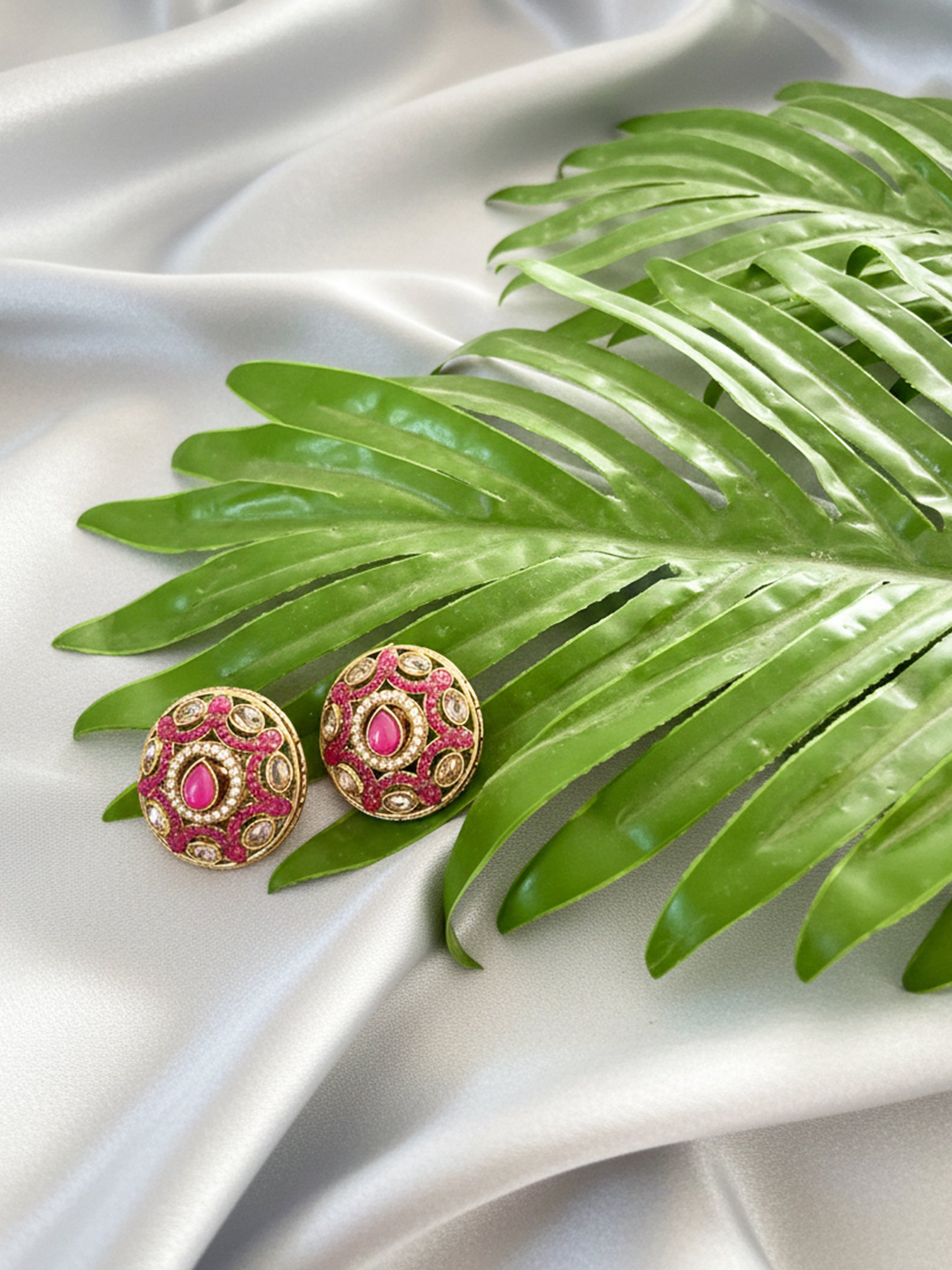 Pink Stone Traditional Dome Studs
