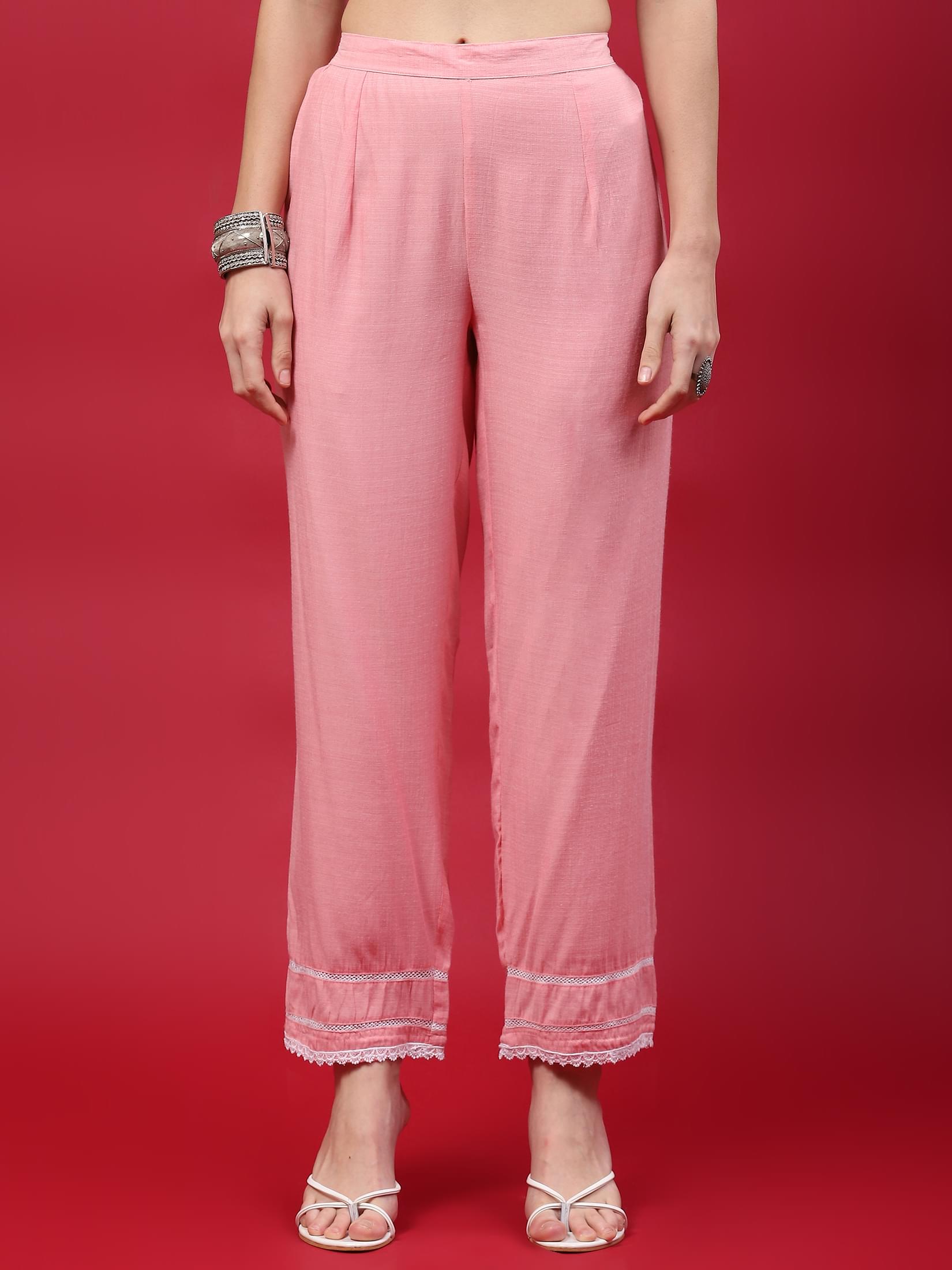Women Pink Solid Kurta Comfort Pant Dupatta.