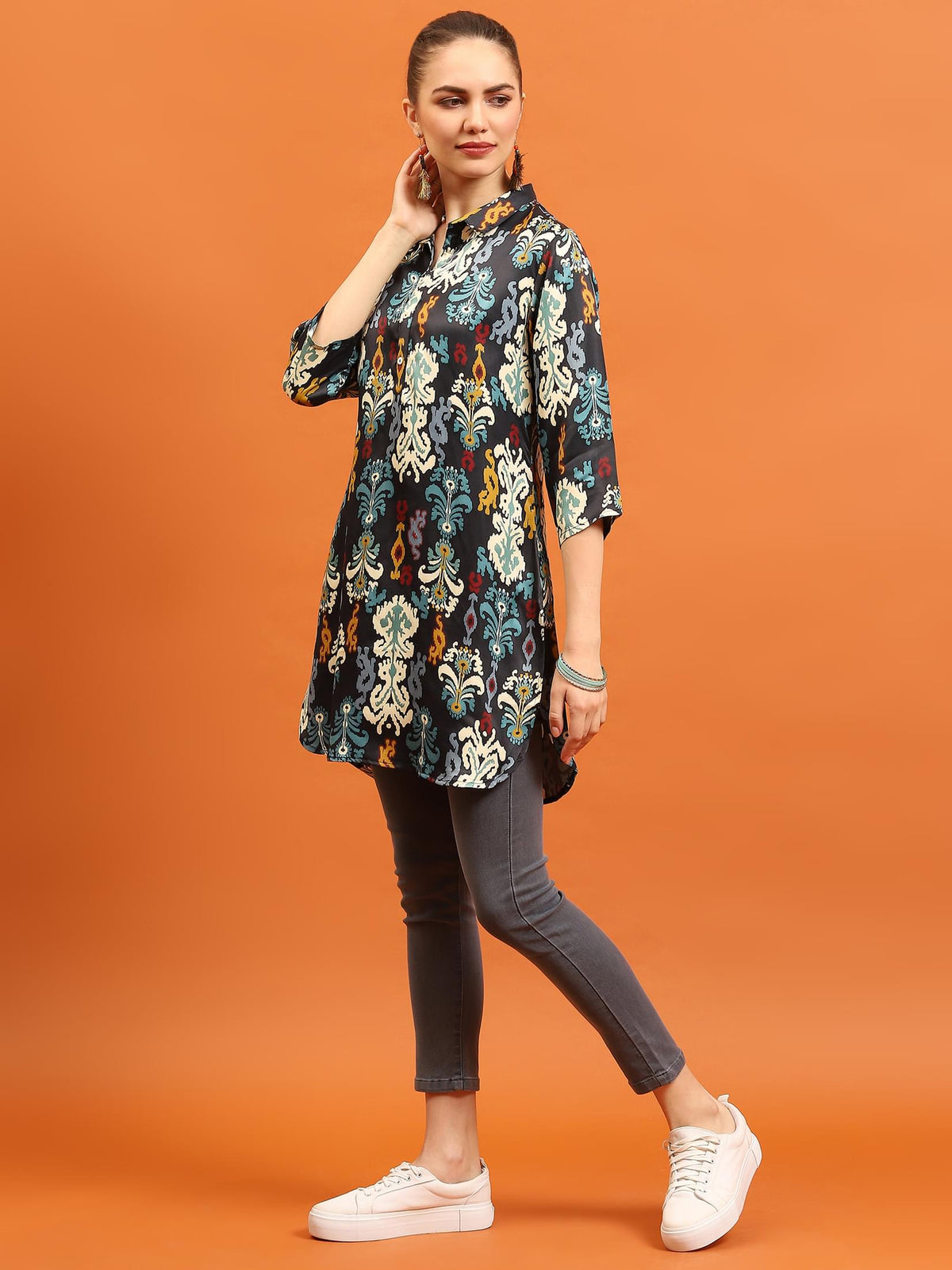 Women Multicolor Aztec Printed Kurti.