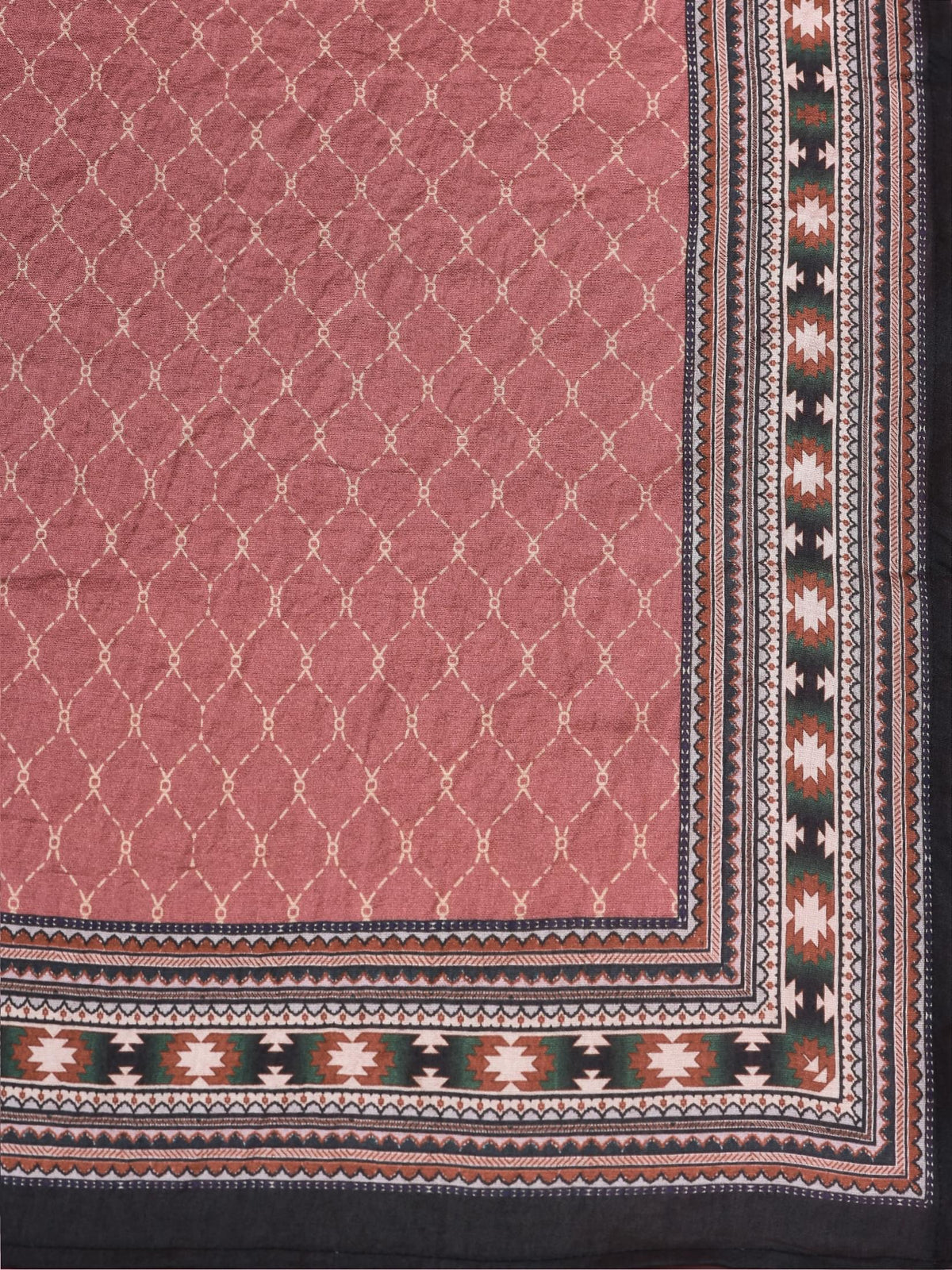 Women Liva (Rayon) Maroon Aztec Print Kurta Trouser Dupatta.