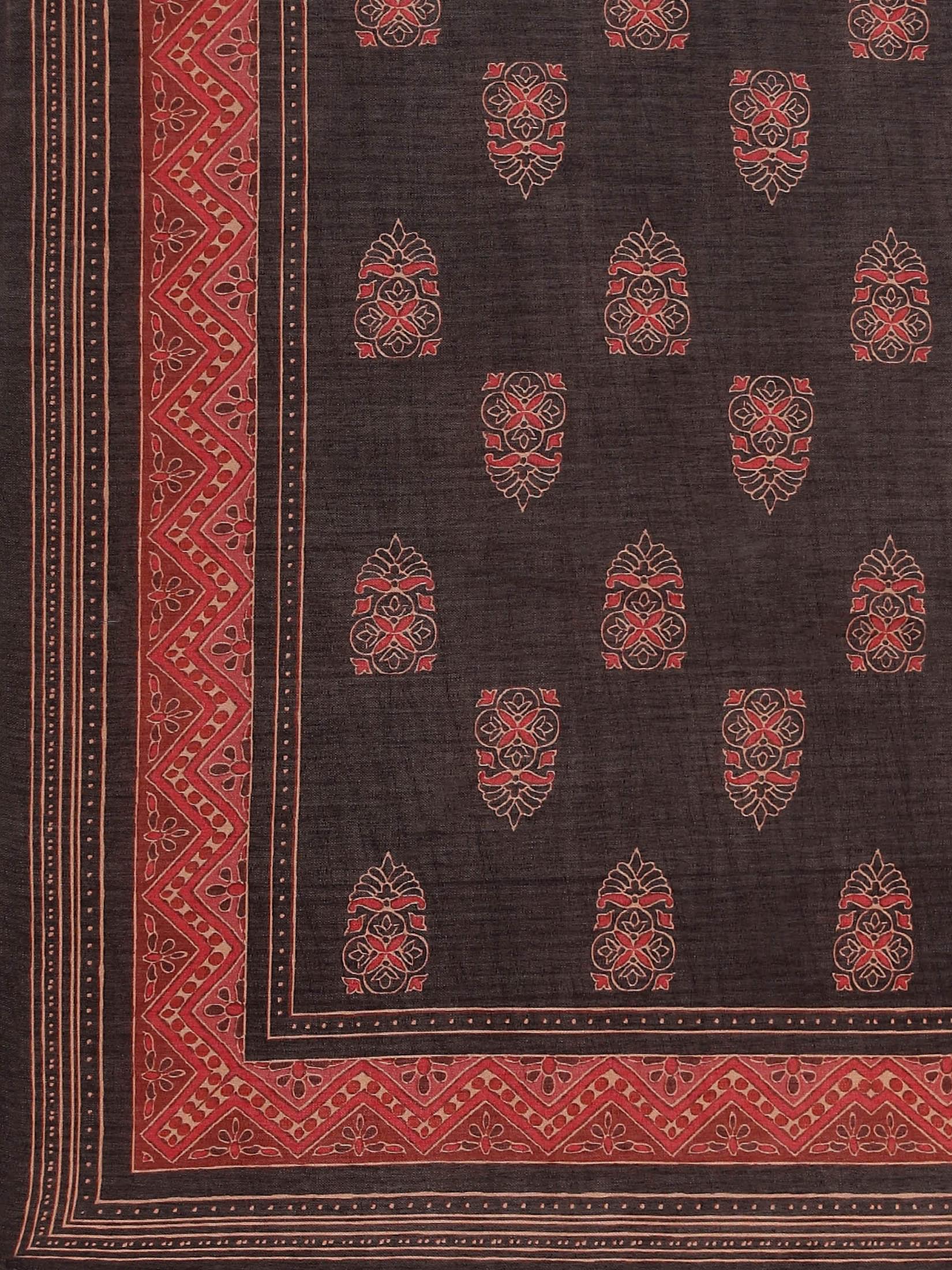 Women Black Geometric Print Kurta Comfort Pant Dupatta.