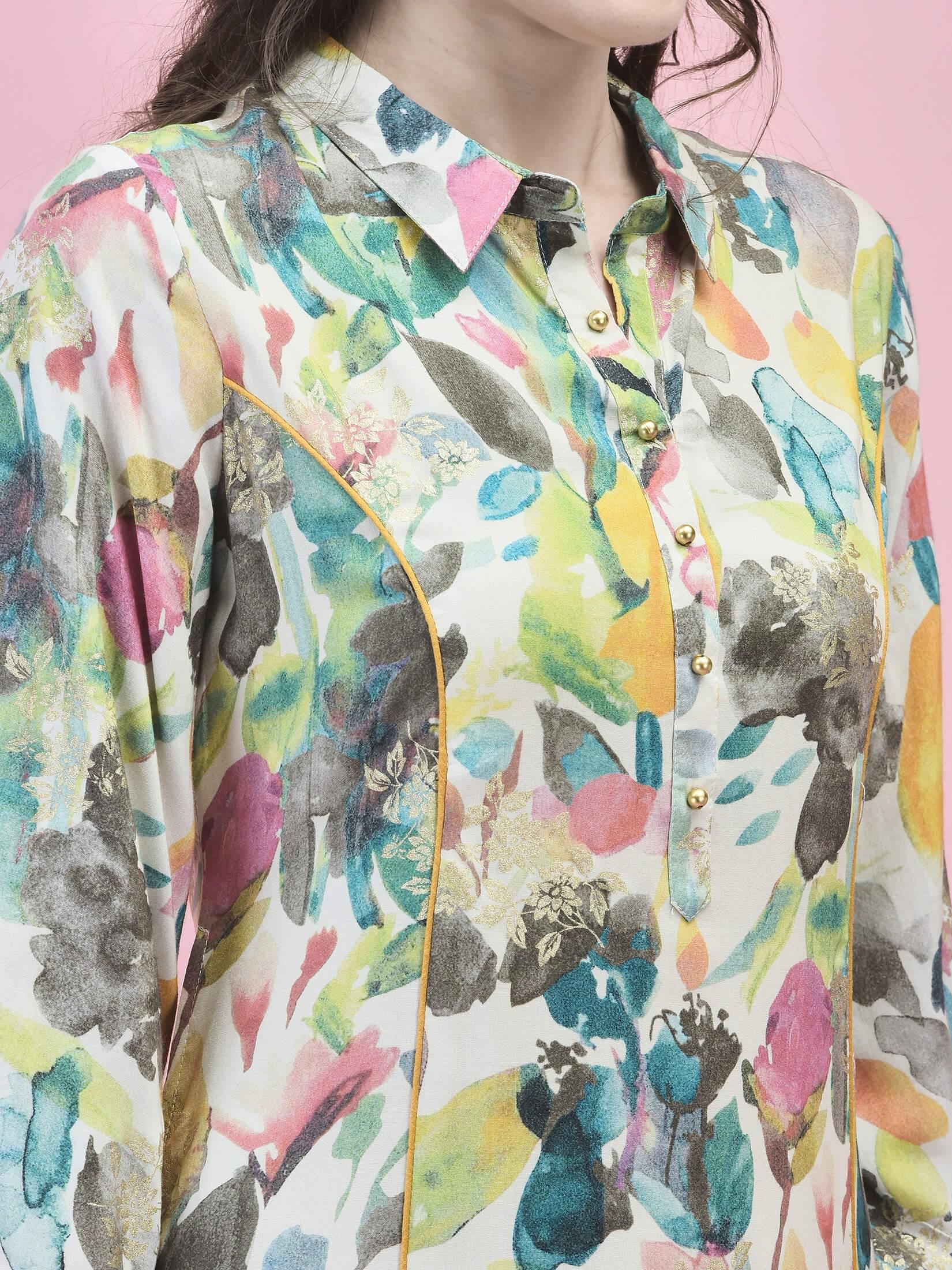 Women Liva Rayon Multicolor Abstract Print Dress.
