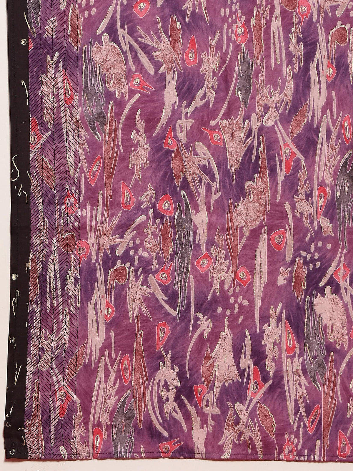 Women Liva (Rayon) Purple Embroidered Kurta Comfort Pant Dupatta.