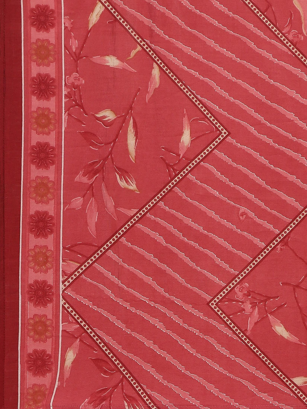 Women Muslin Maroon Floral Print Kurta Comfort Pant Dupatta.