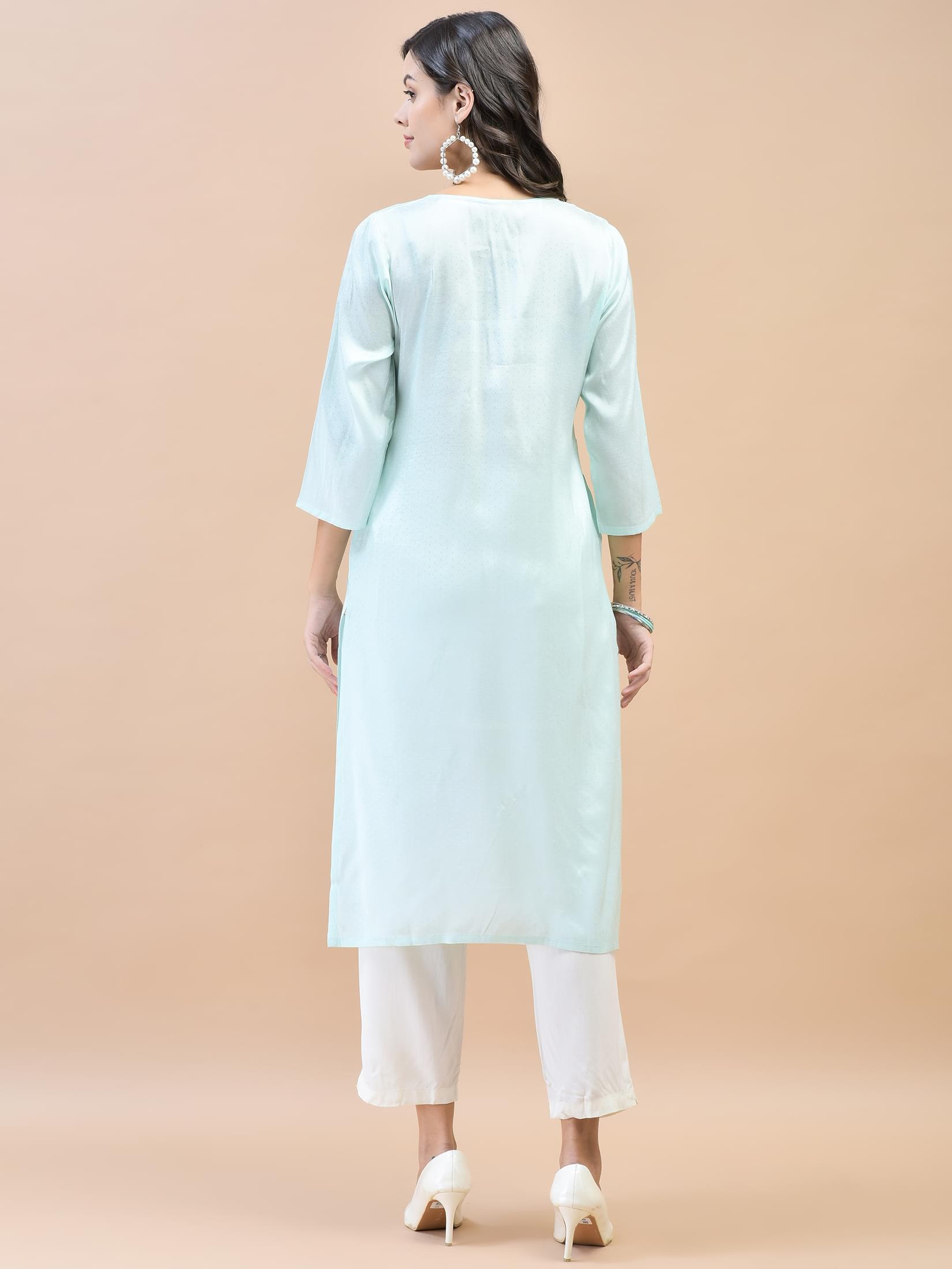 Women Shantoon Blue Solid Kurta.