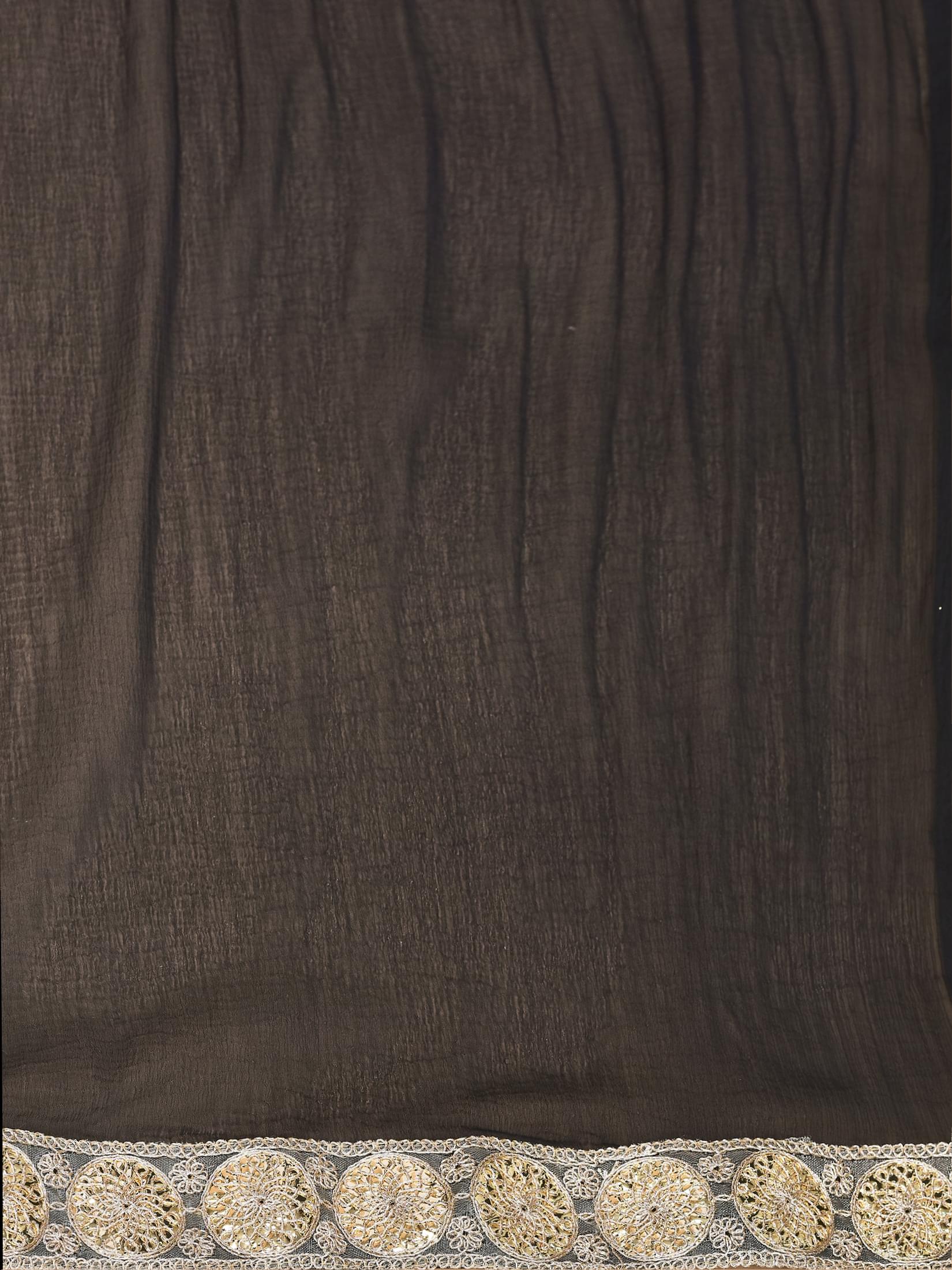 Women Chinon Black Floral Print Kurta Sharara Dupatta.